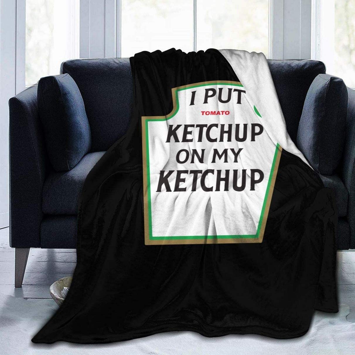 ATOurDealss Fleece Blanket I Put Ketchup On My Ketchup Plush Throw Fuzzy Super Soft Reversible Microfiber Flannel Blankets 80"x60"