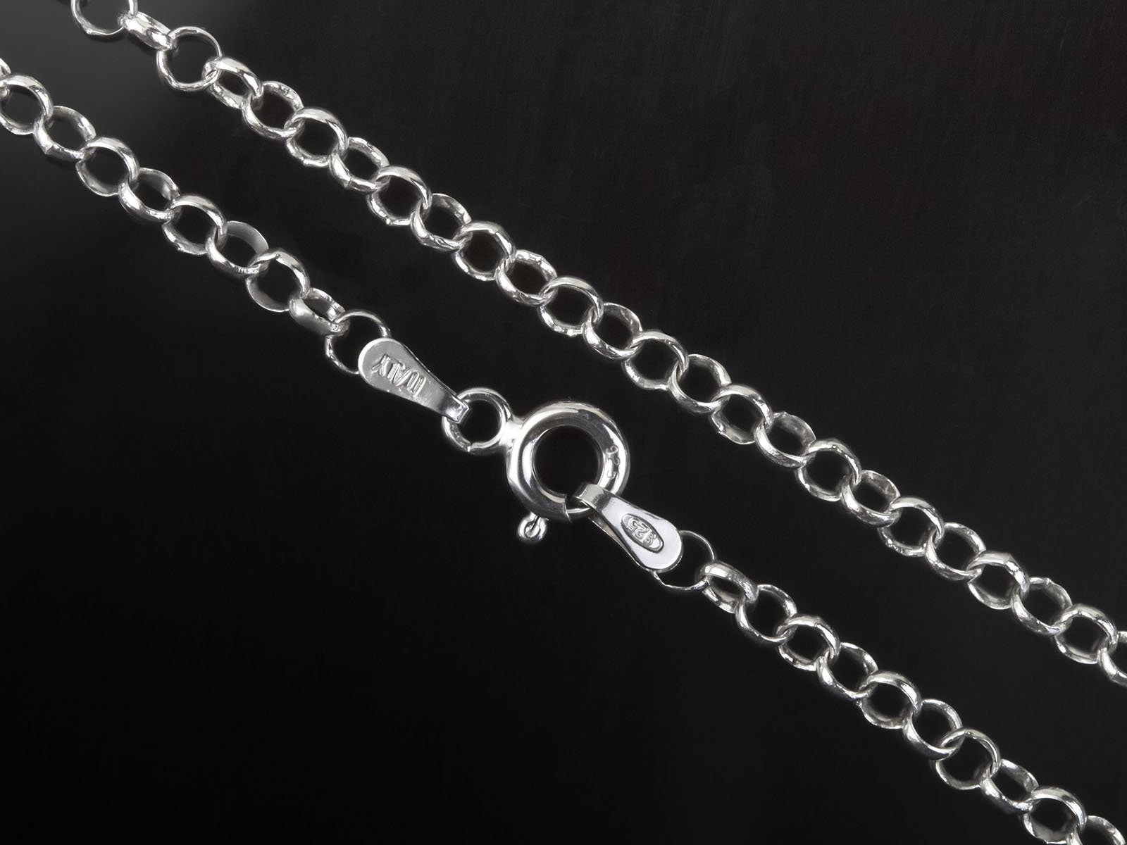AKA Gioielli® - Erbskette 3mm 925 Sterling Silber Rhodiniert - Damen Italien Halskette Längen: 40 45 50 55 60 65 70 75 cm