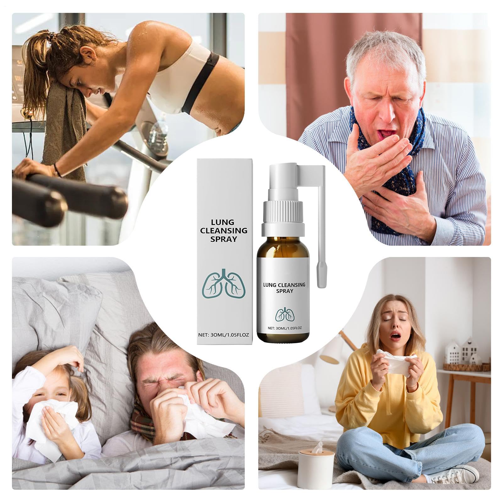 do czyszczenia płuc, 30ml mgiełka wspomagająca oddychanie | Spray do oddychania płuc - dla kobiet, mężczyzn, rodziców i seniorów