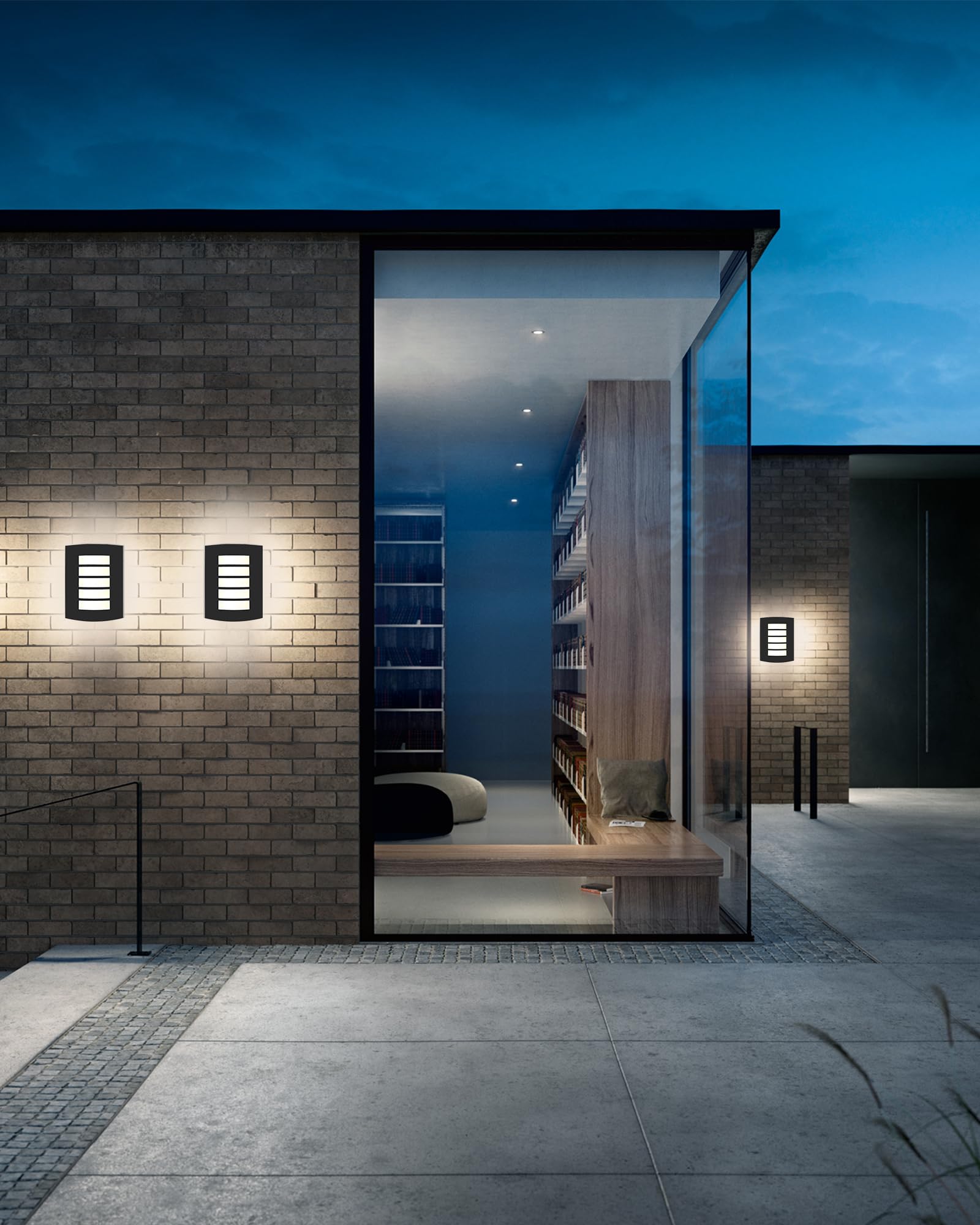 HiBay Set de 2 Lámparas de Pared E27 IP44 Negro Mate ABS Acero Inoxidable Lámpara de Pared Acodada para Iluminación de Balcón de Casa (sin Bombillas)