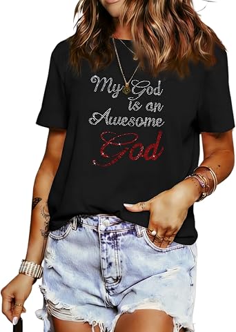 Christian God Shirts for Women Glitter Rhinestone Shirt Faith Bible Verse Inspirational T Shirts Sequin Graphic Tees