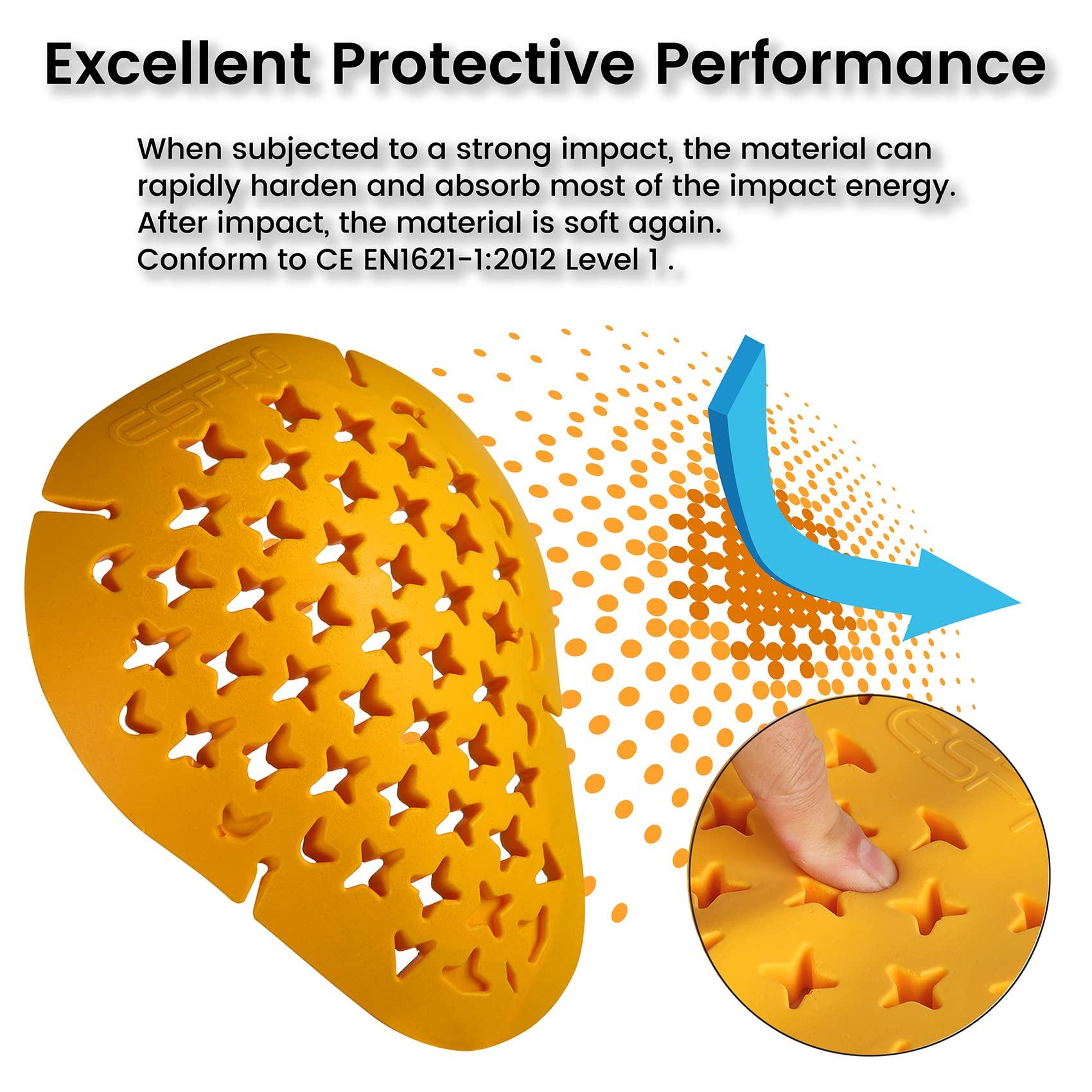 Odporne na niskie temperatury motocyklowe ochraniacze na ramię -30℃ CE Armor Insert Pad (żółte ramię)