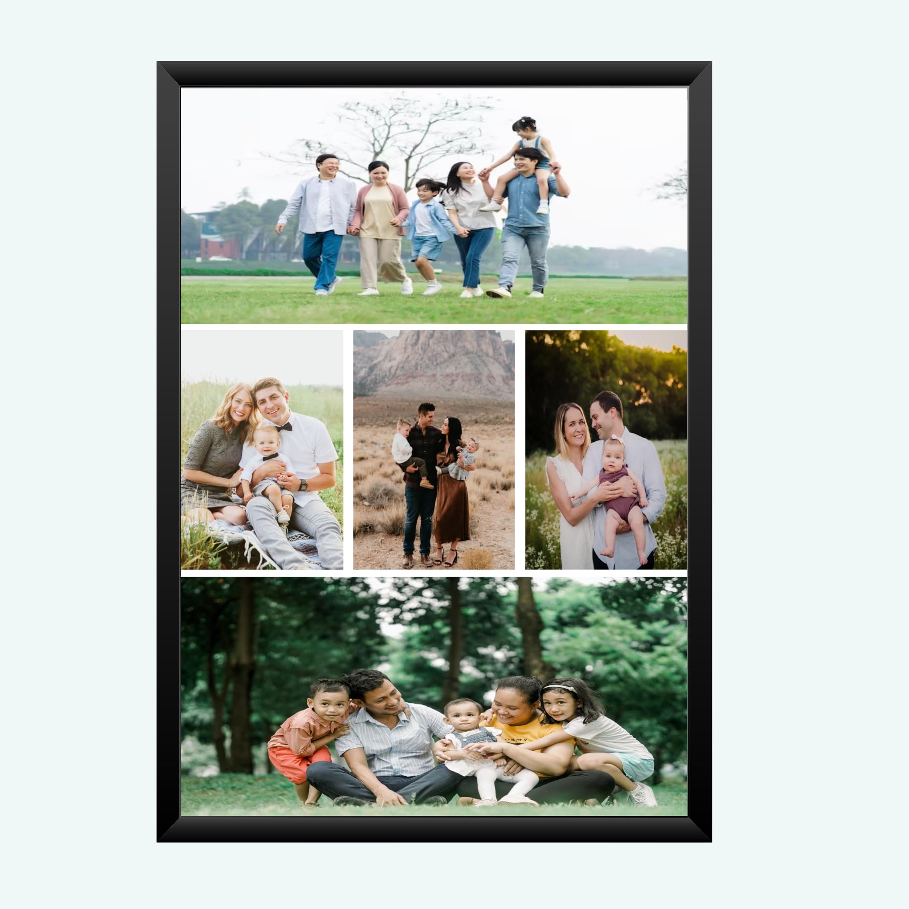 NOKKES Self Customized Personalized Square Wall Mount Photo Frame Personalized Framed Photo Collage Gift With Plexiglass- Upload & Customize 5 Photos (5X7 Inch, Black)