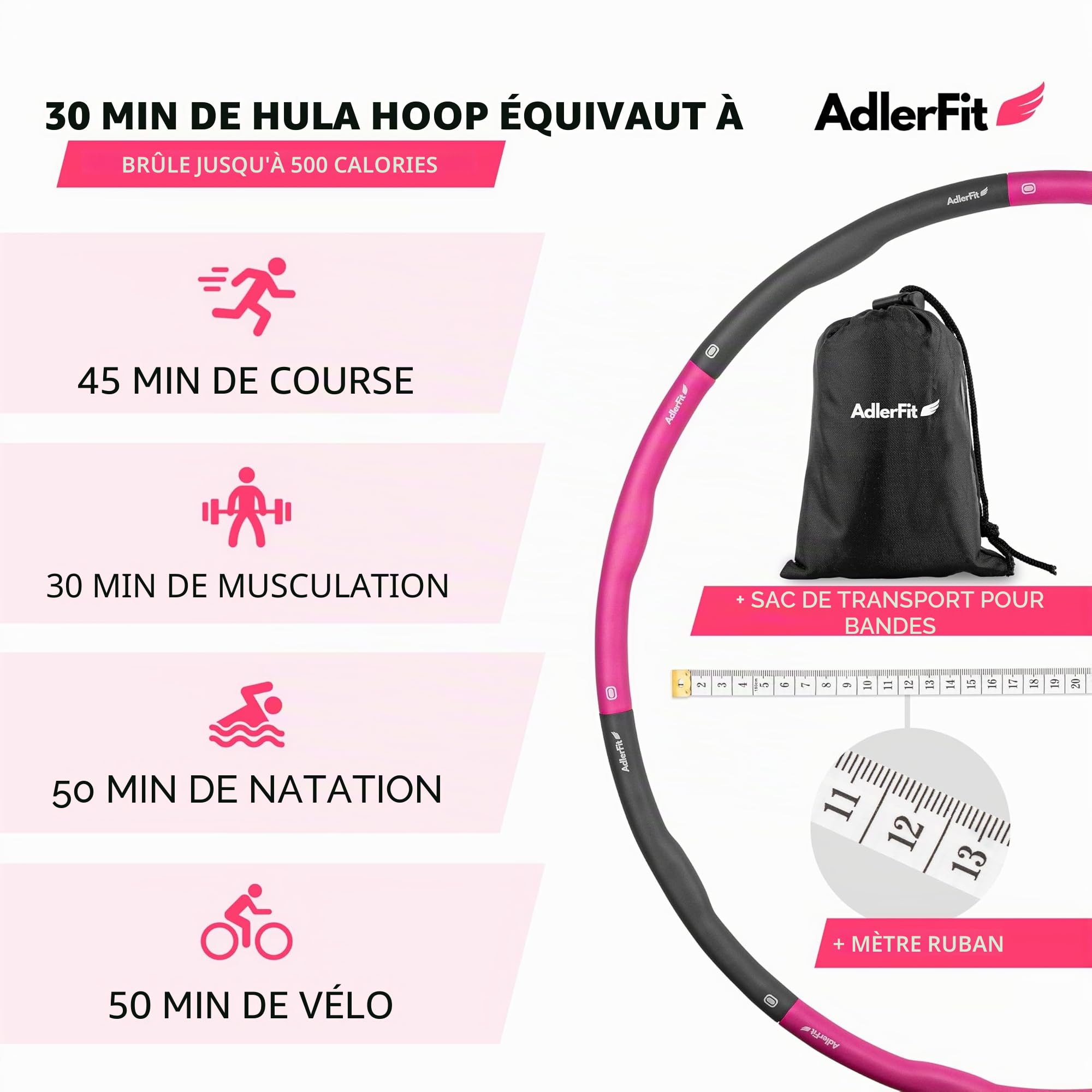Cerceau de fitness pour adultes et enfants - Pour perdre du poids - 1,2 kg - Jusqu'à 100 cm de diamètre - Pour débutants, avancés et professionnels - Pour entraînement intense