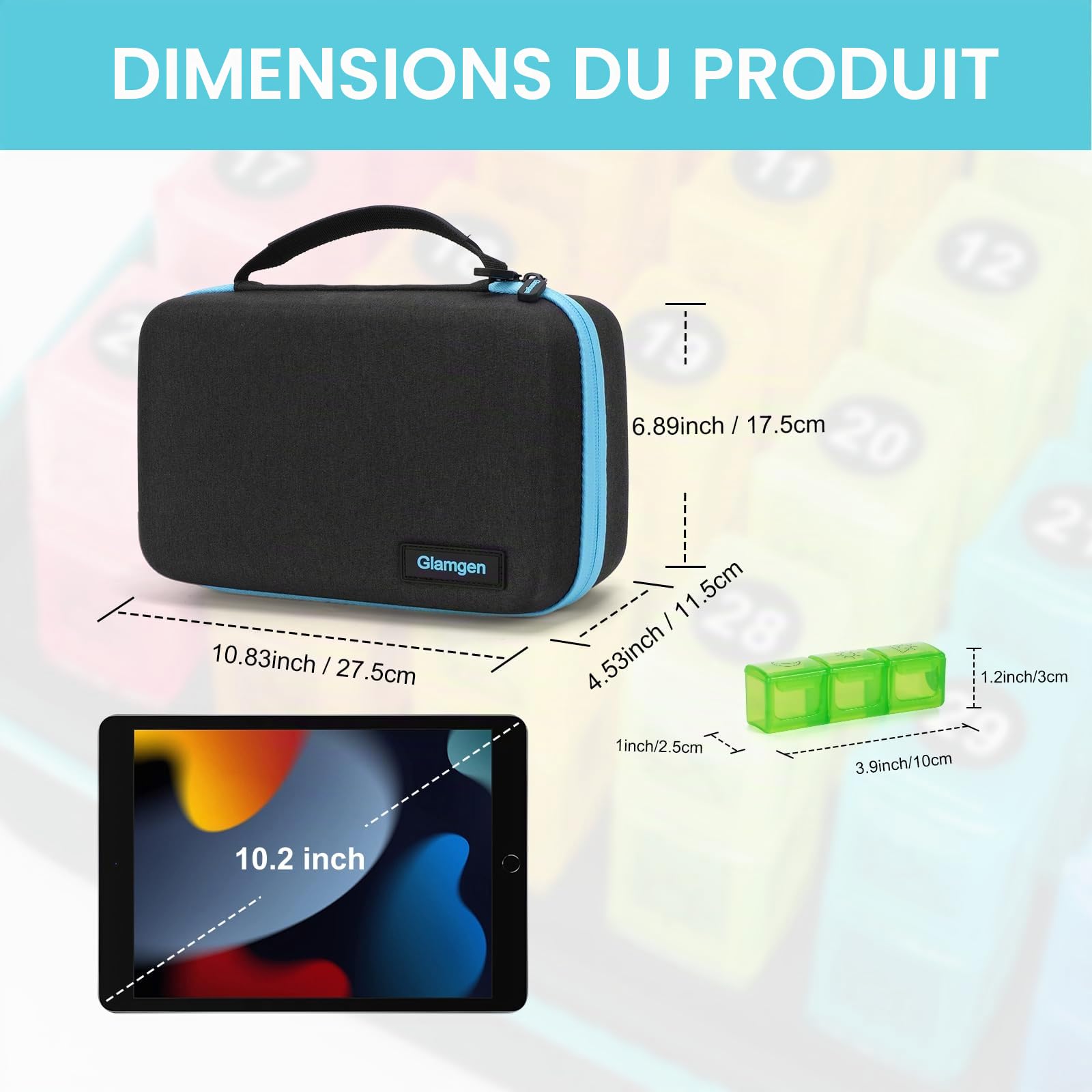Pilulier mensuel 3 fois par jour avec étui de voyage portable, 32 compartiments quotidiens pour vitamines, suppléments et médicaments