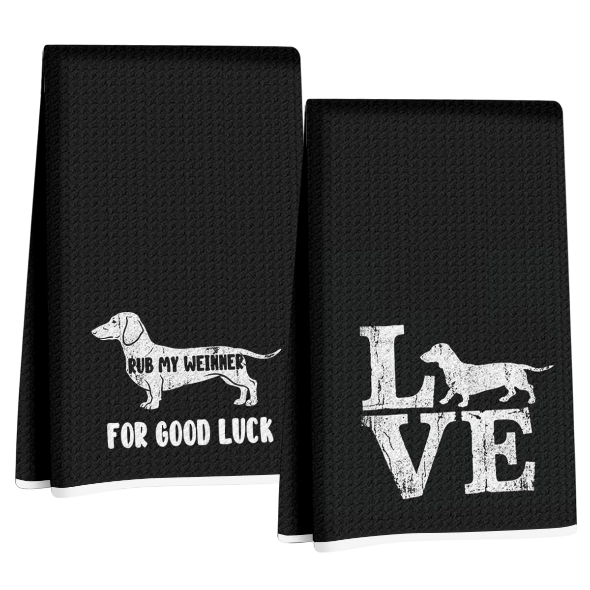 2 Pcs Funny Dachshund Kitchen Towels, Dachshund Gifts Reusable Dish Towels