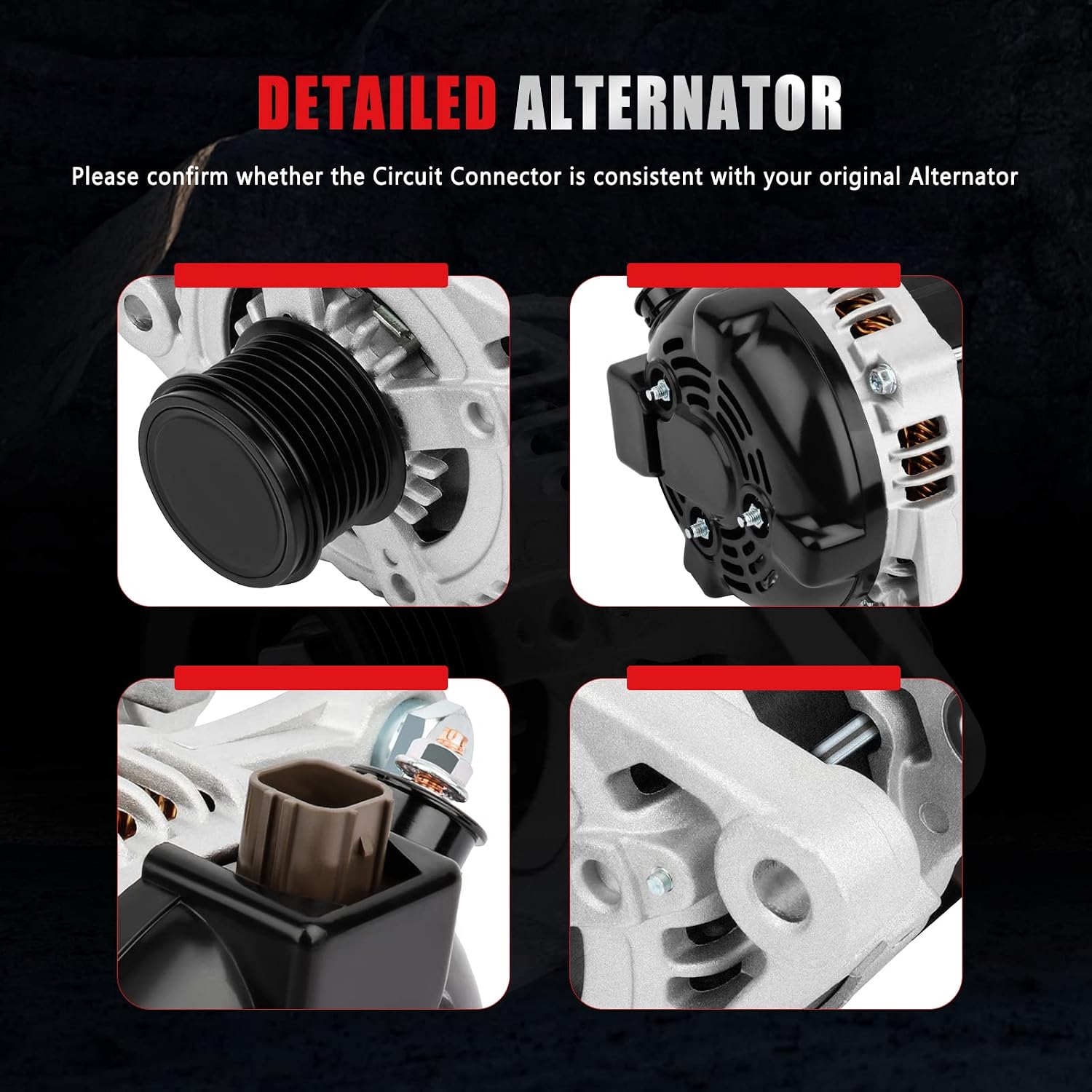 Alternator for Lexus ES350 3.5L 2007-2016 for RX350 3.5L 2007-2009 for Toyota Highlander 3.5L 2008-2013 for Venza 3.5L 2009-2015 for Avalon 3.5L 2005-2016, 104210-2101 11137 2706031110