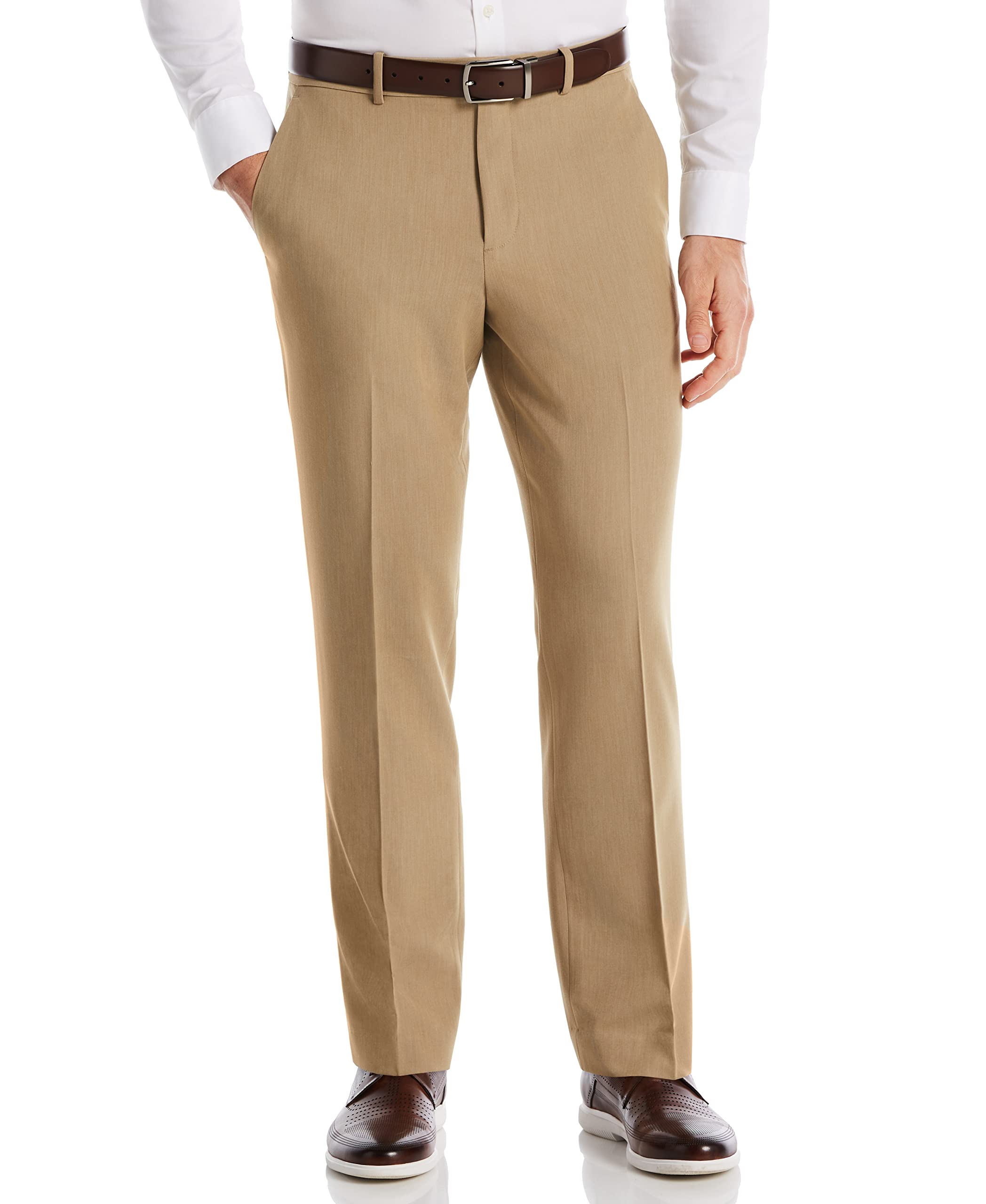 Perry Ellis Modern Fit Solid Stretch Resolution Dress Pant - Pantalones de Vestir Hombre