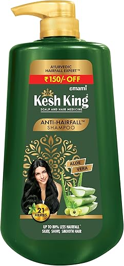 Kesh King Ayurvedic Anti Hairfall Shampoo Reduces Hairfall, 21 Natural Ingredients With The Goodness Of Aloe Vera, Bhringraja And Amla For Silky, Shiney, Smooth Hair, 1000Ml