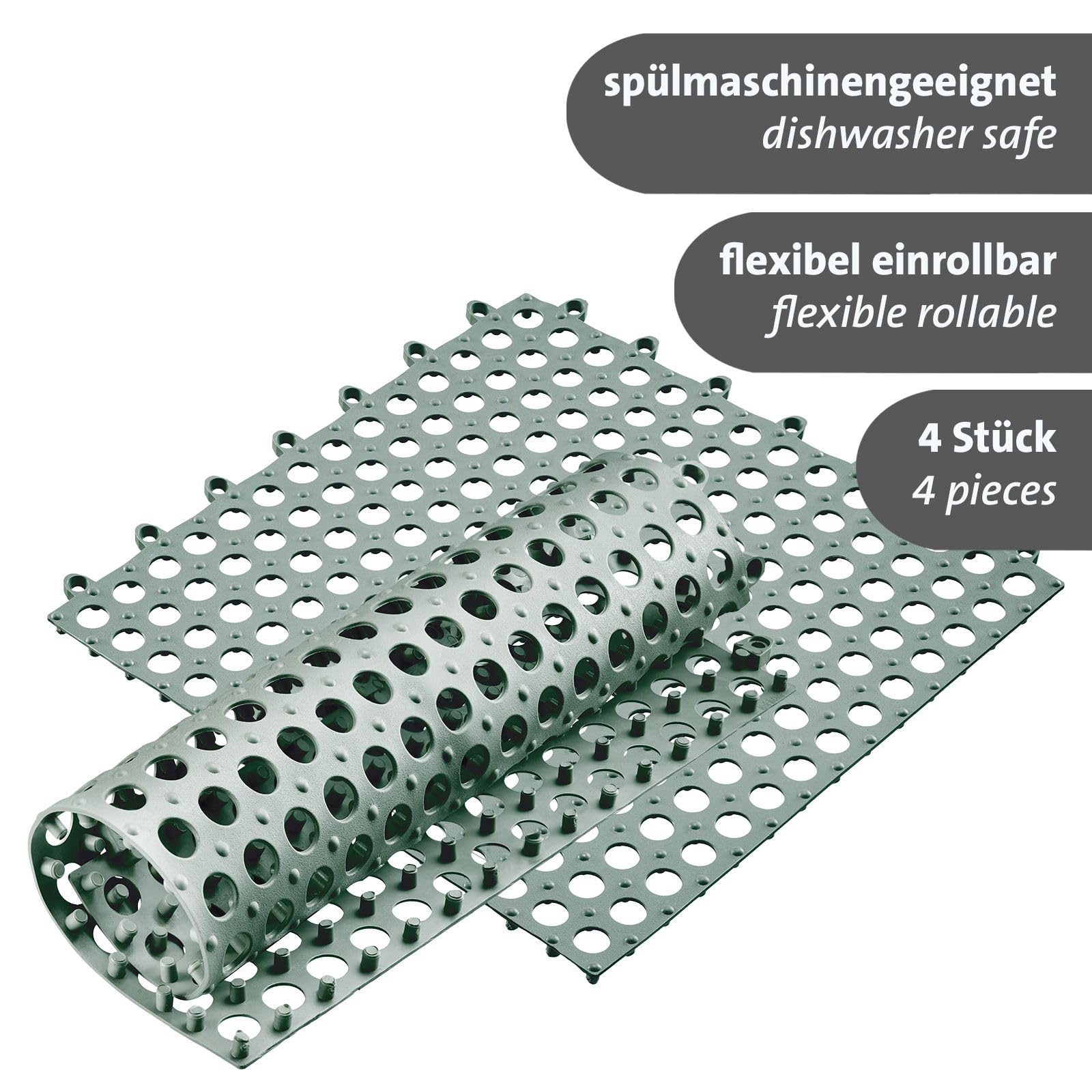 Westmark Tappetini Drenanti Bar – Sottopiatti flessibili per far asciugare piatti, posate, bicchieri in set da 2, tappetini scolapiatti in plastica per il lavandino – 2 pz