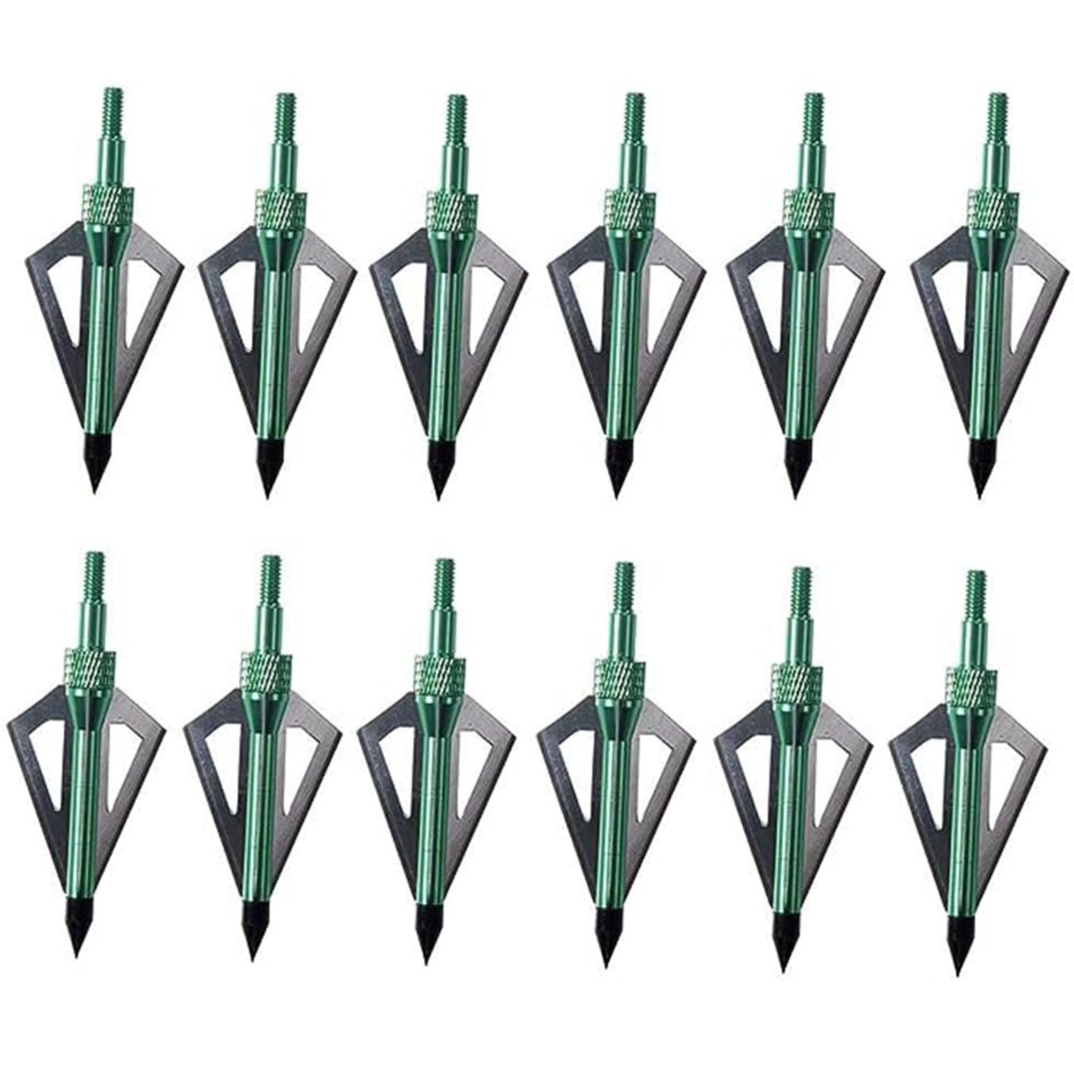 24 Pointes De Flèche Broadheads 25 Grains – Acier Inoxydable – Pour ID 6,2 Mm – Idéales Pour Le Tir à L'arc – Lot De 24