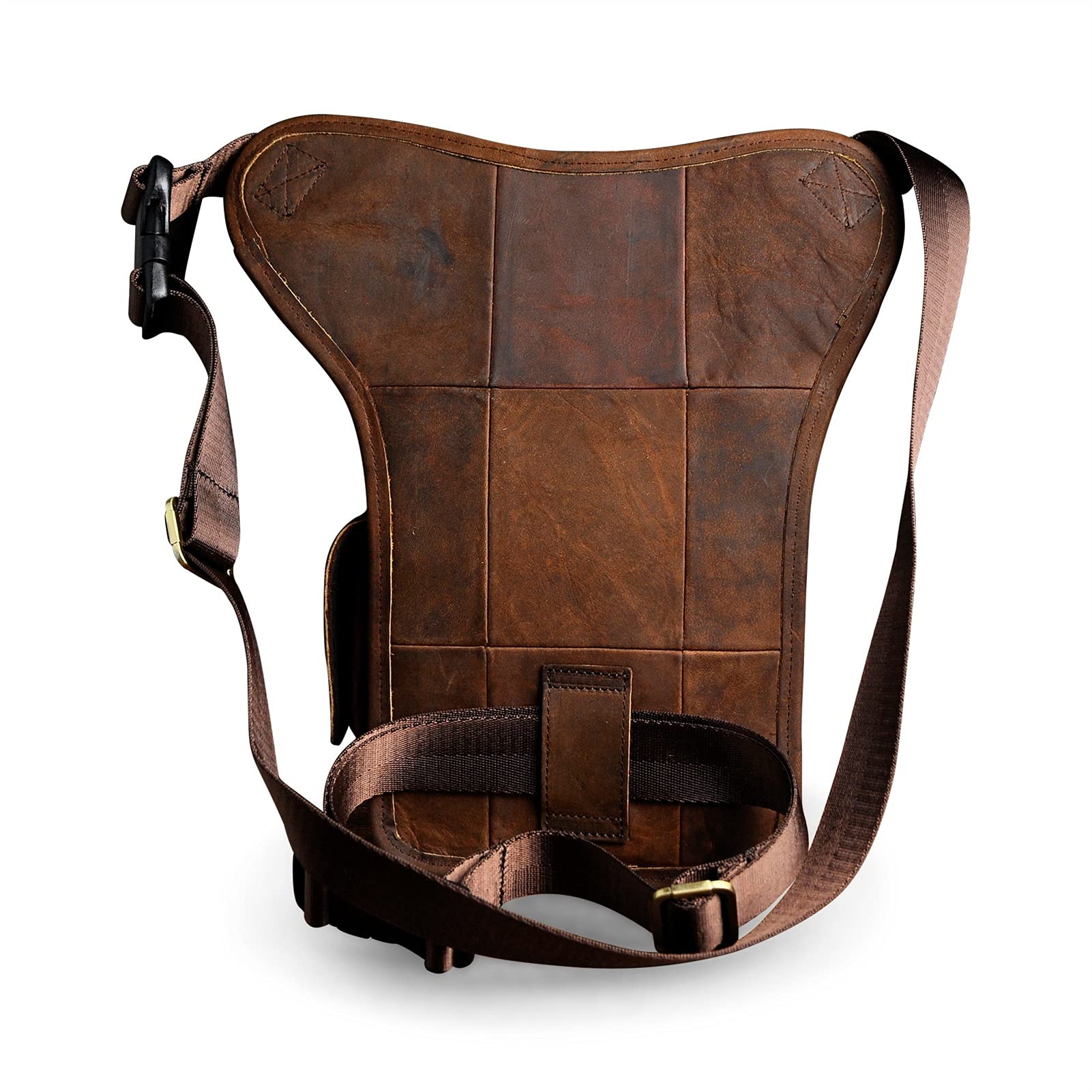 Marsupio Da Gamba, Marsupio Moto Borsa a tracolla casual da uomo in pelle alla moda a con design viaggio for gamba a goccia(Coffee)