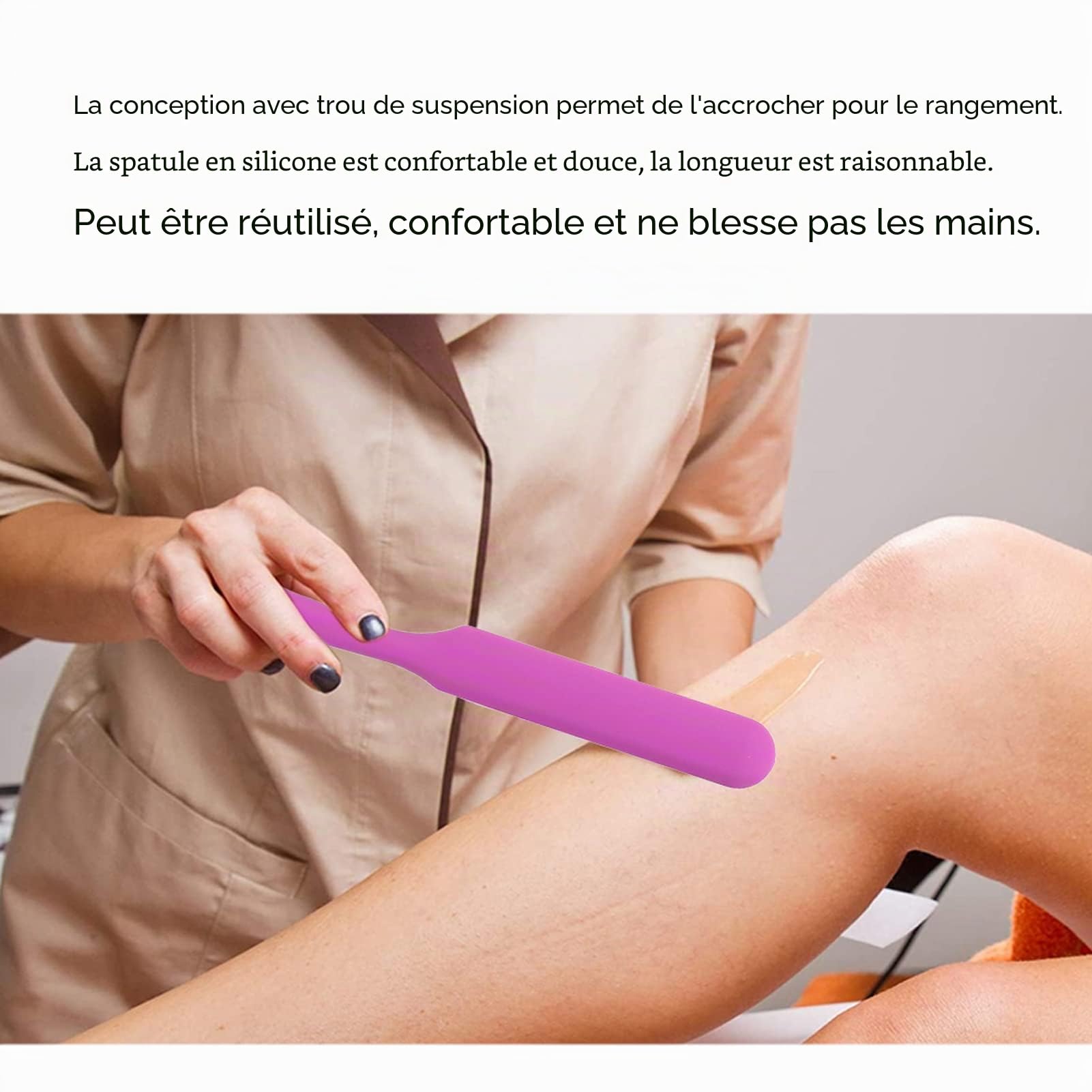 Spatules à Cire, Spatules en Silicone pour Faire Fondre la Cire, Applicateur de Cire pour L'épilation, Grattoir Multifonctionnel pour Haricot de Cire (Violet)