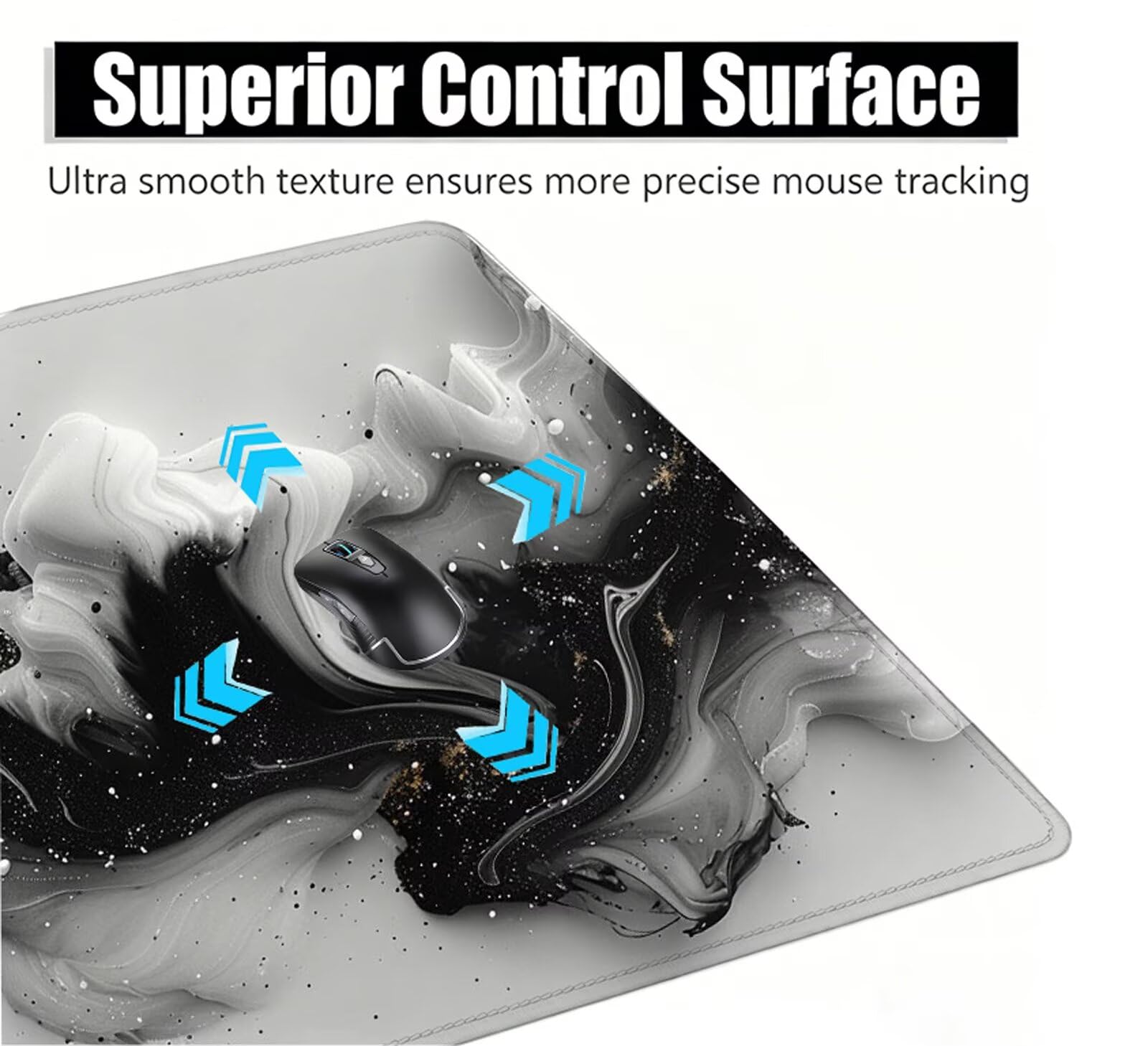 Alfombrilla Ratón XXL 1500 x 800 mm Gris Mouse Pad Gaming Blanca Tapete Escritorio Grande, Protector Escritorio Impermeable para Oficina, Protector Mesa Ordenador, Alfombrilla Gamer, Regalo W6-894