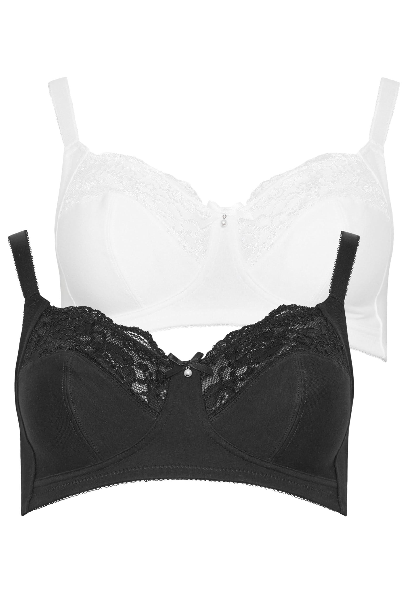 M&Co Women's Black 2 Pack Lace Trim Bra In | Size: 32E