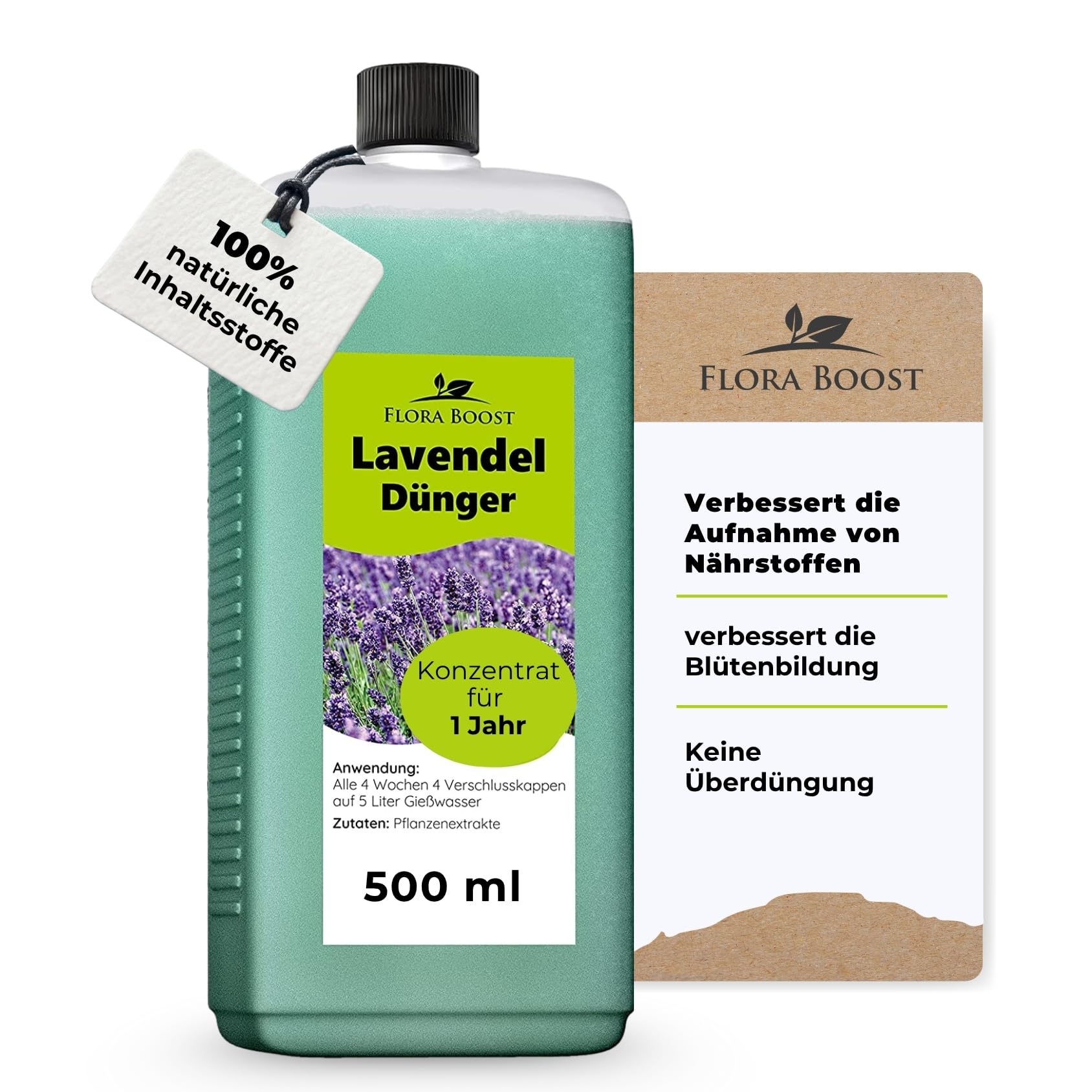 Flora Boost Lavendel Dünger Flora Boost 500ml I Für bis zu 100L Gießwasser I Blüten Dünger für Lavendel Pflanzen I Flüssiger Blatt- & Wurzeldünger I 100% natürlicher Pflanzendünger