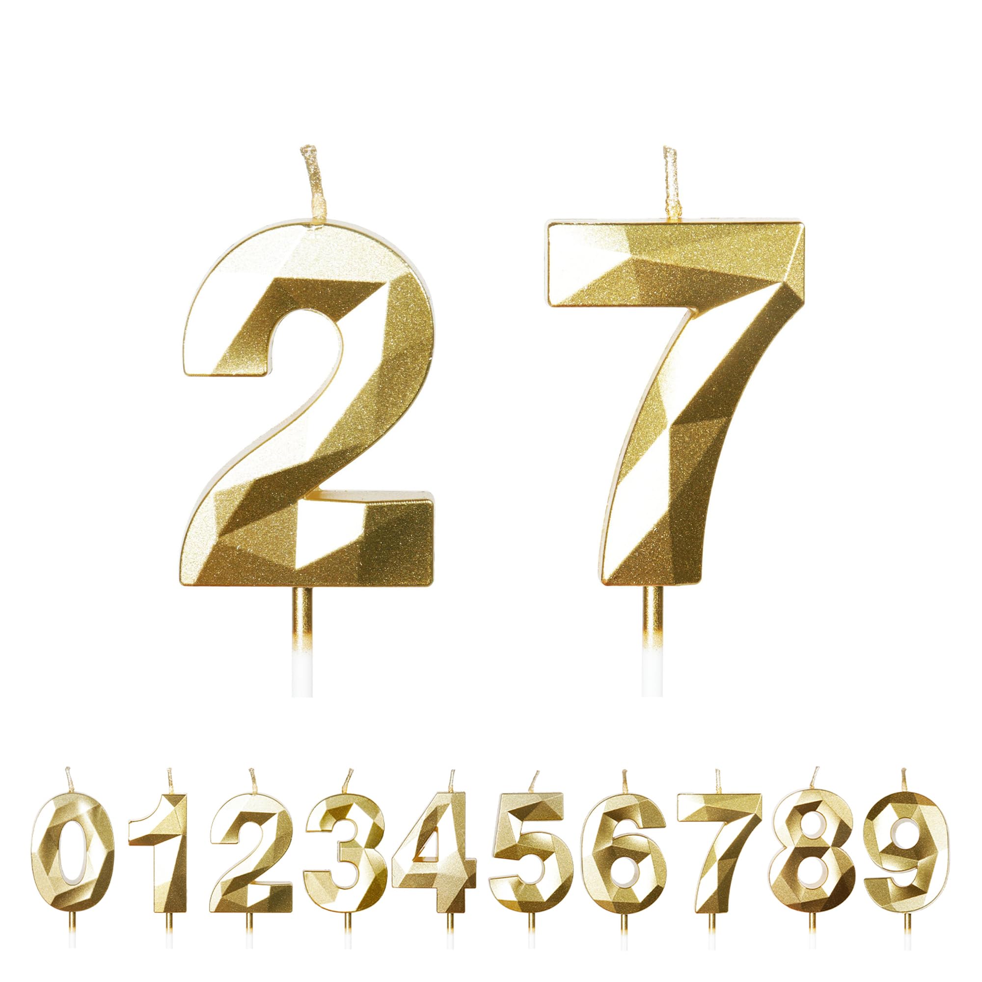 Fuzvol Gold Birthday Cake Candles, Number 27 Candle,Cake Topper Decorations