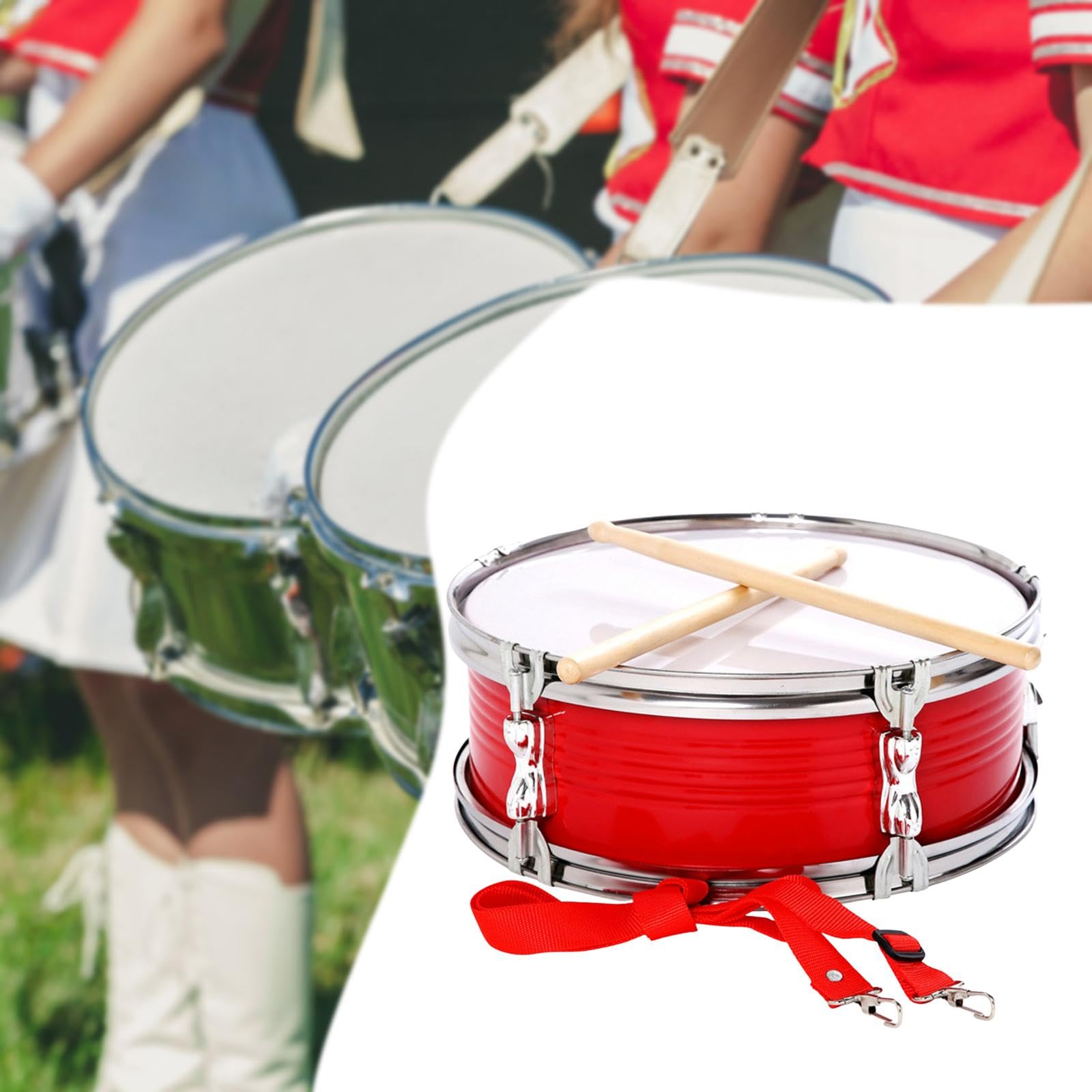 Colcolo Tambor de caja de 13 pulgadas con baquetas y correa de hombro ajustable, juguete educativo con borde de acero inoxidable, tambor musical para