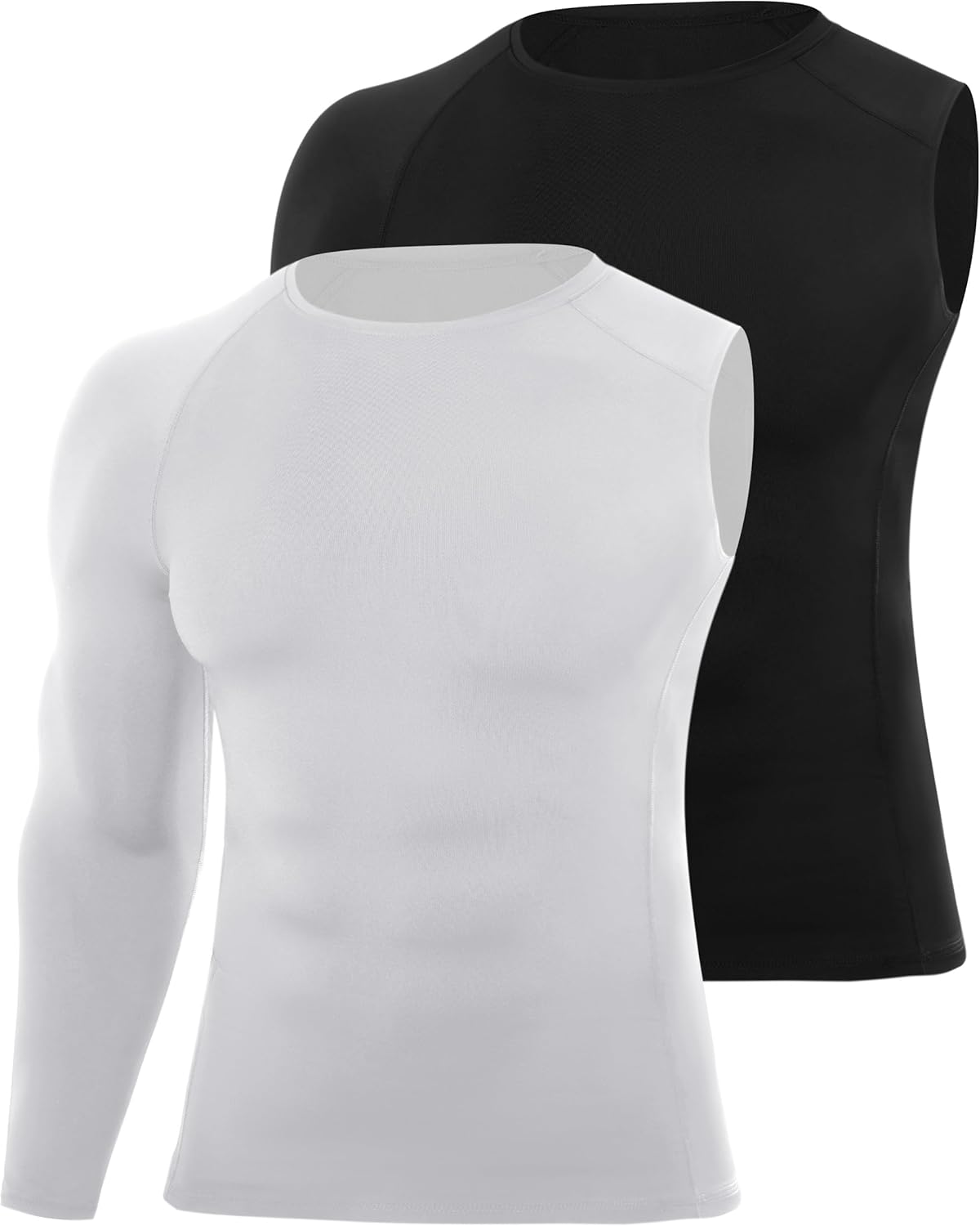 Mens One Arm Sleeve Compression Shirts 1/2 Long Sleeve Athletic Base Layer Undershirt Basketball Workout Top