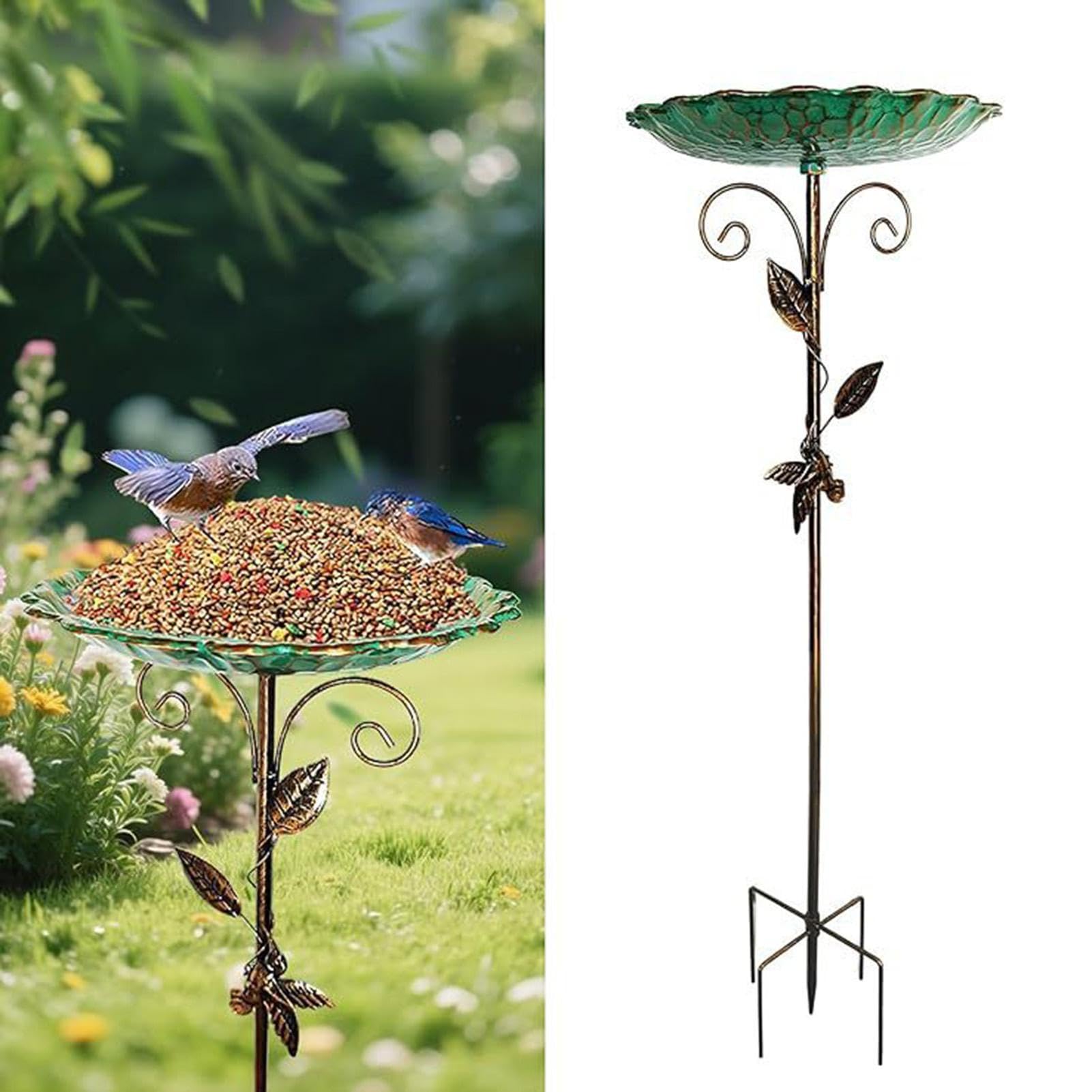 Bagno per Uccelli da Esterno,Alimentatore ad Acqua da 76 cm di Altezza - Fontana per Uccelli con Picchetto in Piedi | per Paesaggio Prato Giardino Cortile Esterno
