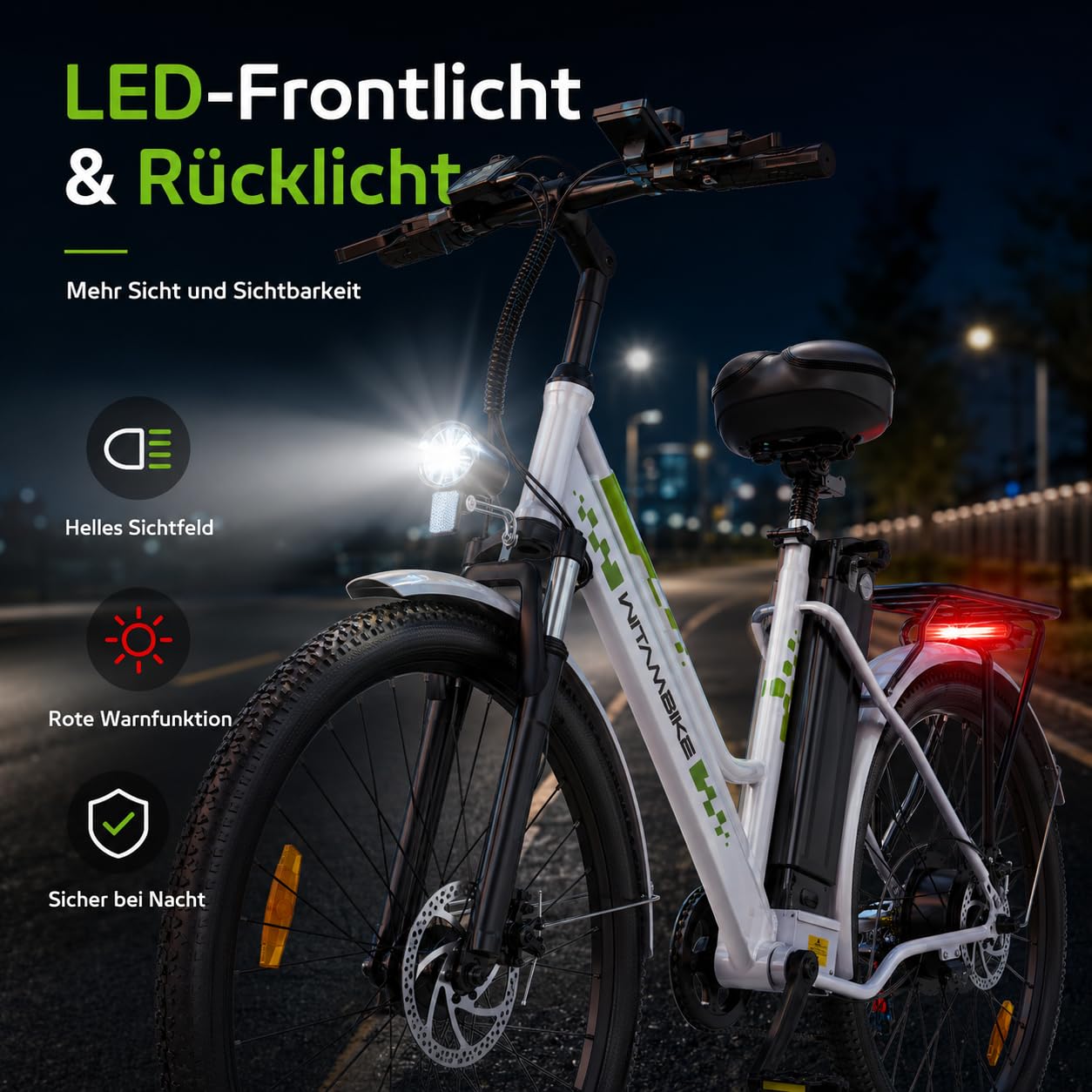 E-Bike 250W Motor 48V20 Akku 7-Gang mit Federdämpfung Scheibenbremsen | 25 km/h Höchstgeschwindigkeit, 100-120 km Reichweite, Scheibenbremsen, Herren & Damen, Stadt & Gelände