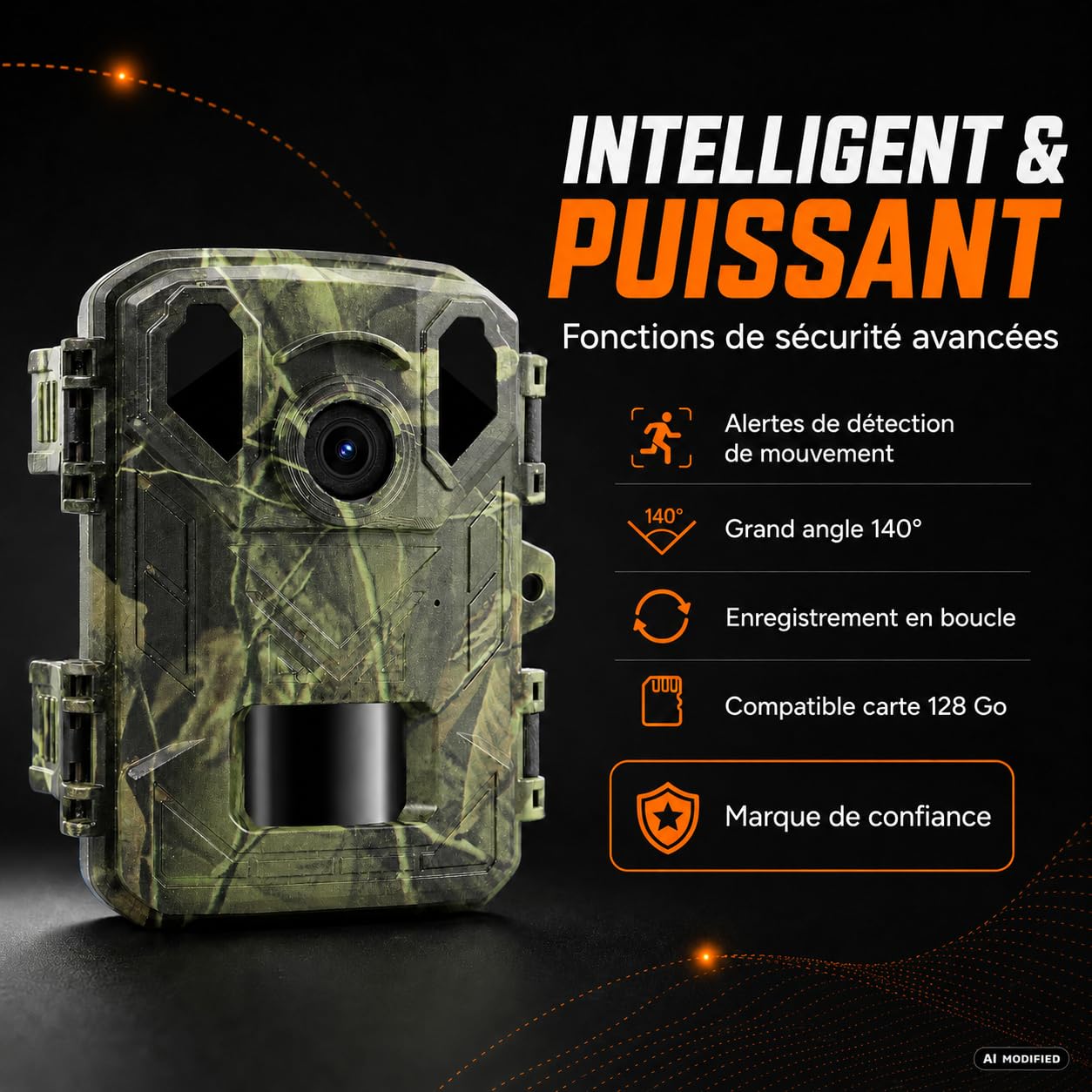 Denver Caméra de Chasse 4K 50MP, Piège Photo Animaux Vision Nocturne | 4K interpolée, 50MP interpolés, PIR 20m, Vision nocturne IR, 120°, LCD 2", IP66, MicroSD, 4xAA