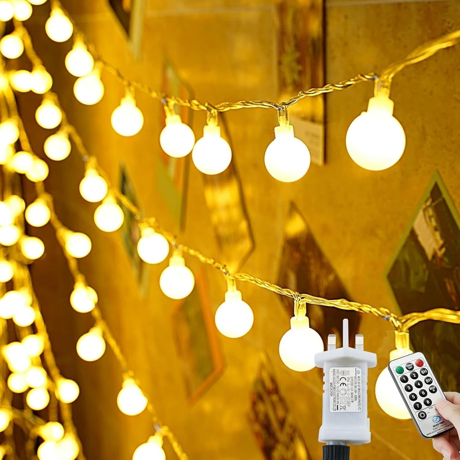 Liglit Warm White 200Led 20M Fairy Lights Plug In, 8 Modes Waterproof Globe String Lights With Remote Control/Timer, 65Ft Christmas Lights Outdoor For Party, Decorations, Bedroom (Warm White)