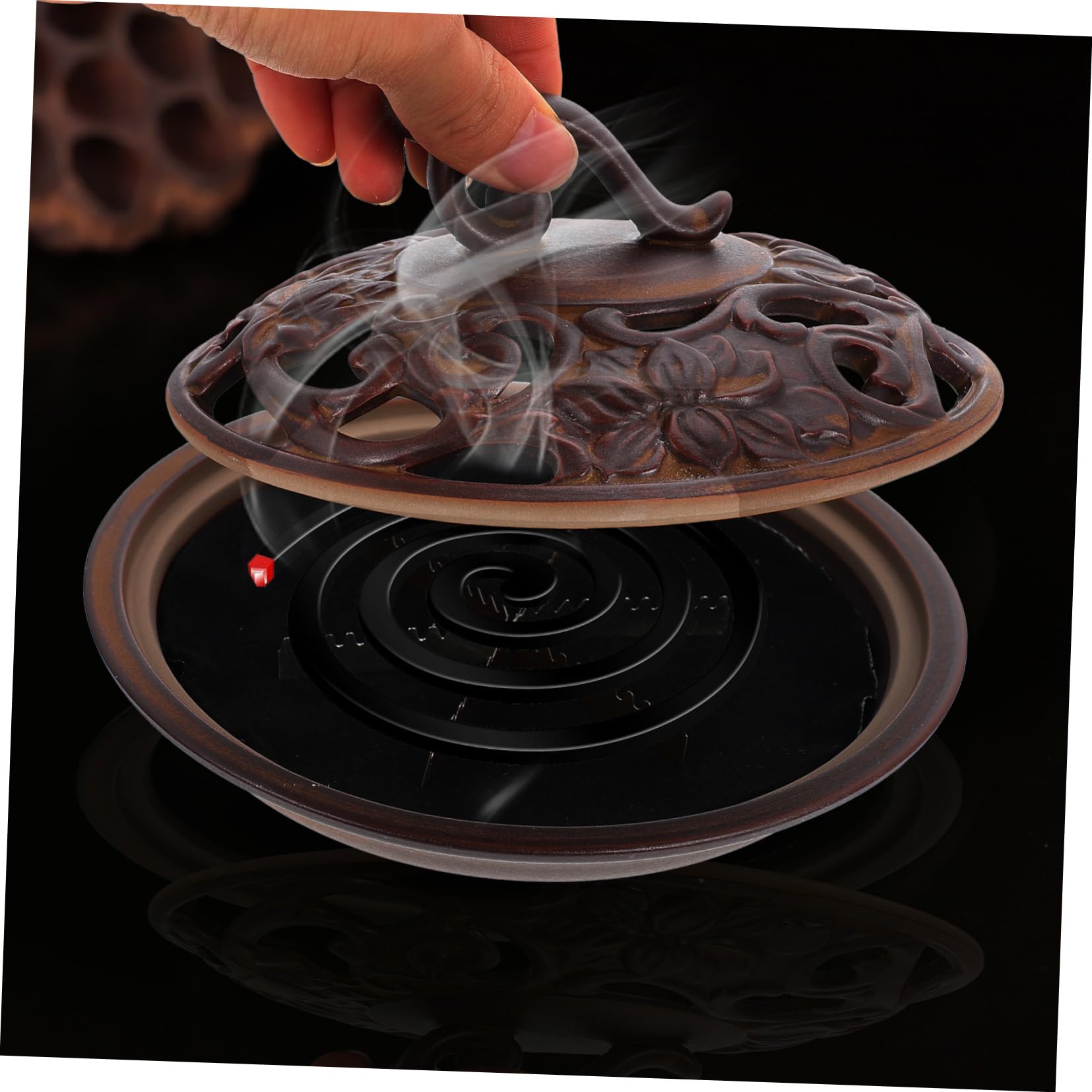 Cabilock Bruciatore Di Incenso Ceramica Retro Incensiere Decorativo Per Casa Ufficio e Spa Atmosfera Artistica Unica Bruciatore Per Aromaterapia e Meditazione Design Elegante Con Effetto