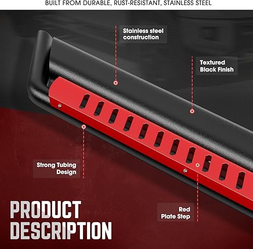 Miniatura 2 de DNA Motoring STEPB-ZTL-8143-RD - Estribo de acero inoxidable ovalado con escalones caídos, compatible con Jeep Wrangler JL Unlimited de 4 puertas
