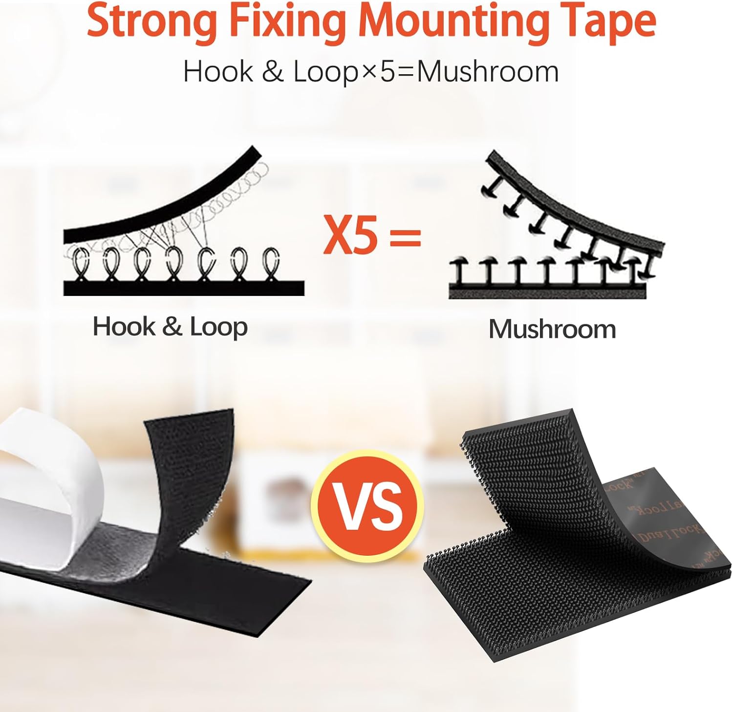 Dual Lock Tape, 1in x 2in 10 Pcs Heavy Duty Hook and Loop Tapes, Reclosable Self Sticky Interlocking Fastener, Back Mushroom Mounting Tape for Indoor and Outdoor Use