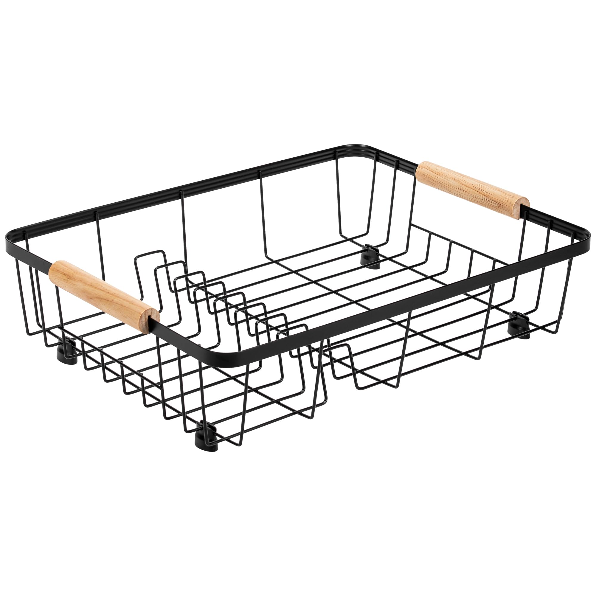 KARL HAUSMANN Egouttoir Vaisselle INOX Noir avec Bac d'Égouttage - 42x31x10,5cm - Égouttoir Cuisine en Métal avec Porte Couverts - Egoutoire Vaisselle pour Assiettes, Verres et Tasses