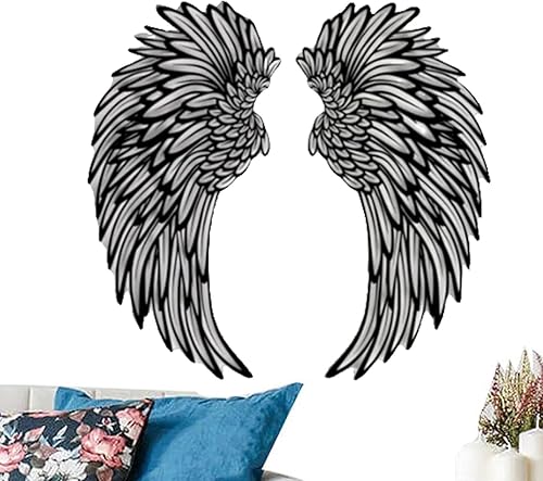 Miniatura 5 de Shakven Decoración de pared de alas de ángel de metal, gran decoración de pared de metal, escultura de pared, arte de alas para interiores y