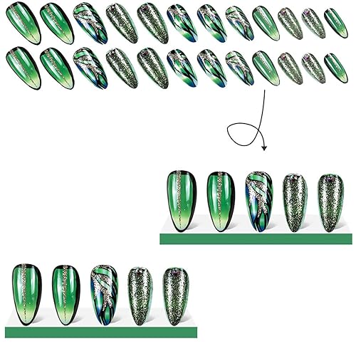 Miniatura 8 de Uñas postizas a presión con degradado blanco leche, uñas acrílicas artificiales medianas, diseño de diamantes de imitación, uñas postizas cuadradas