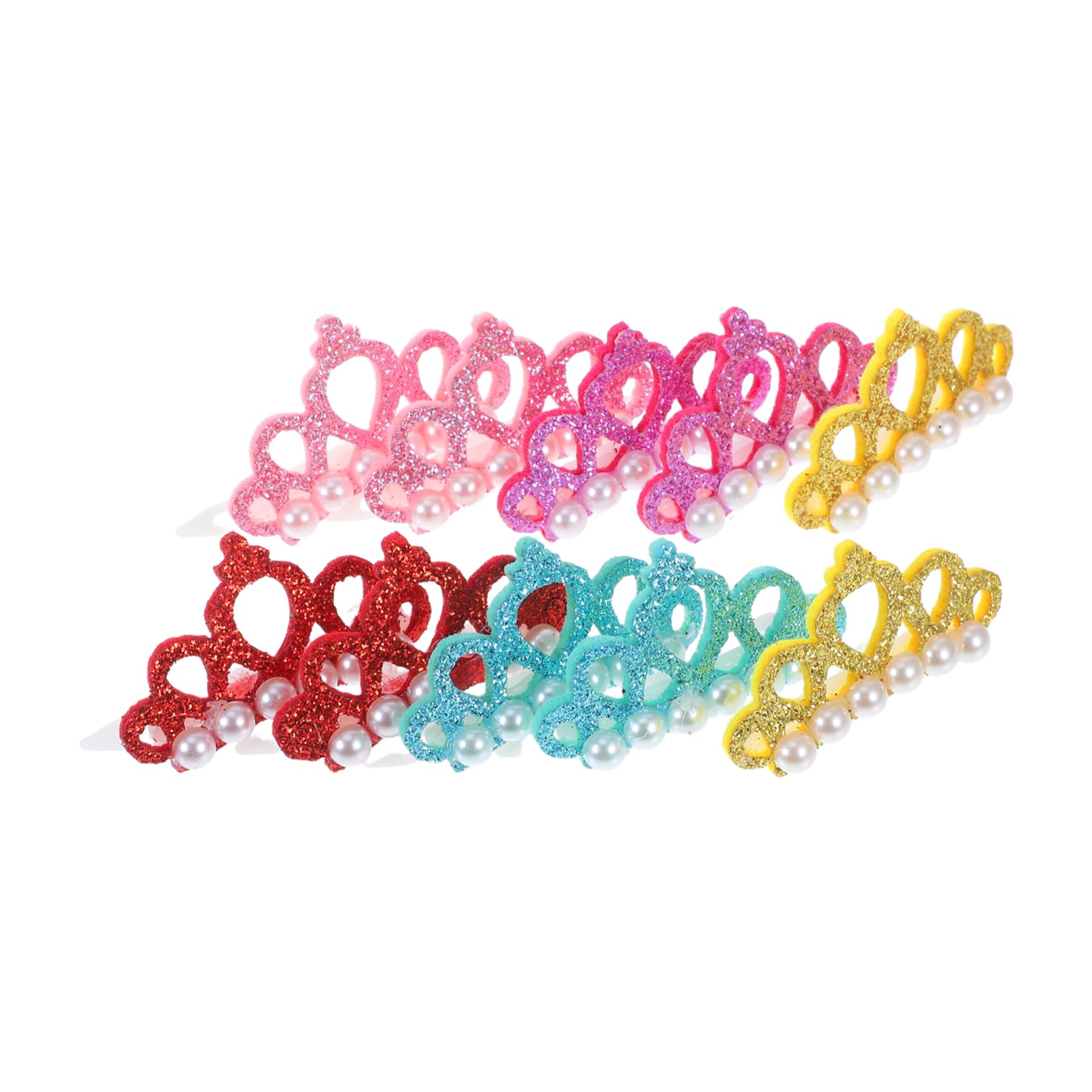 HOUDERCO 10Pcs Pet Hair Clips Crown Shaped Hair Accessories for Dogs Includes Yellow Lake Blue Pink Bright Red for Parties and Photo Props