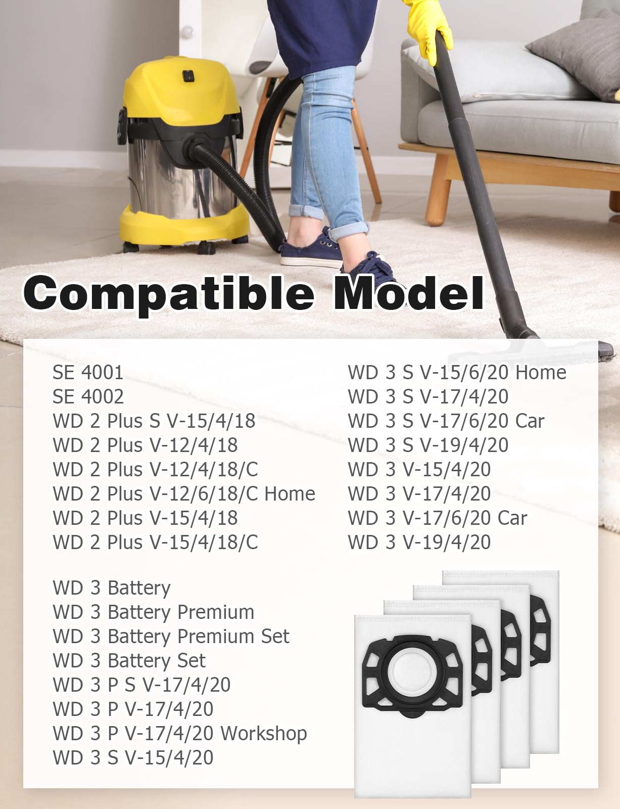 Karcher WD3 SE4001 Vacuum Cleaner Hoover Bags