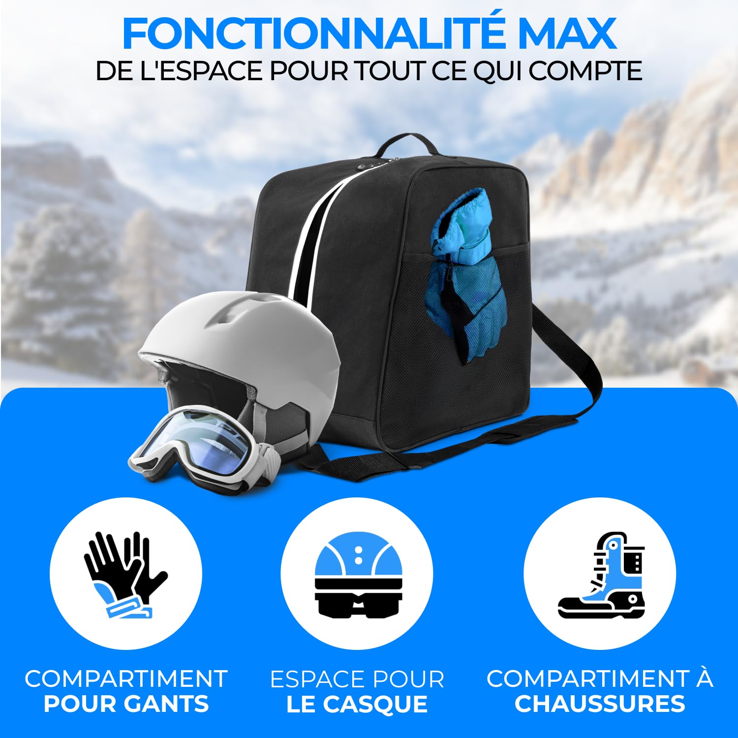 STYNGARD Housse Chaussures de Ski 38 L Sac à Chaussures de Ski avec Compartiment pour Bottes modèle Cortina