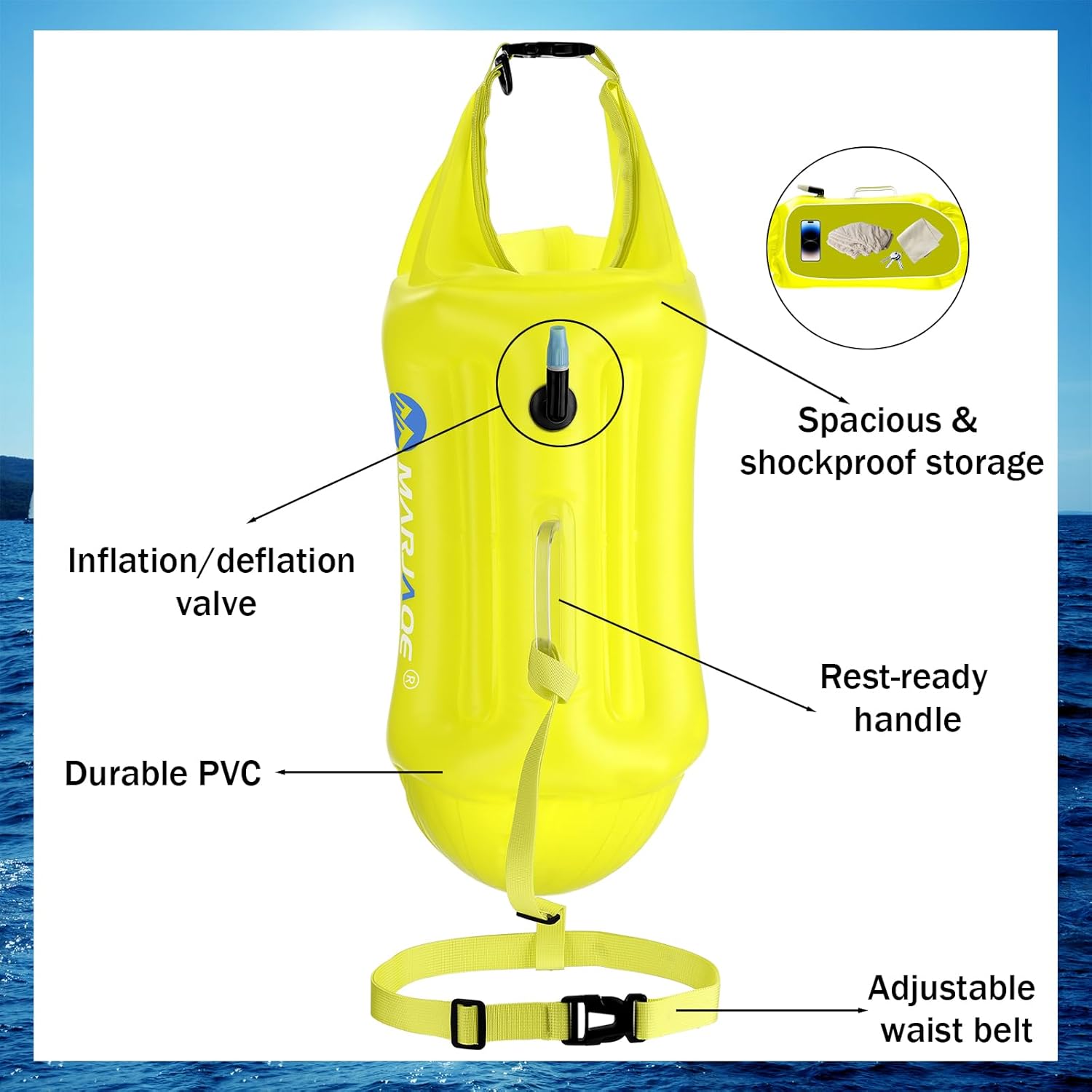 Soulchen 2 Pack Swim Buoy for Open Water, 20l Safety Float Waterproof Dry Storage Bag High Visibility Swimming Bubble with Shockproof Protection Rest Handle for Triathletes Kayakers