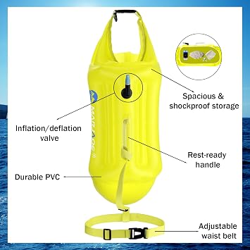 Soulchen 2 Pack Swim Buoy for Open Water, 20l Safety Float Waterproof Dry Storage Bag High Visibility Swimming Bubble with Shockproof Protection Rest Handle for Triathletes Kayakers