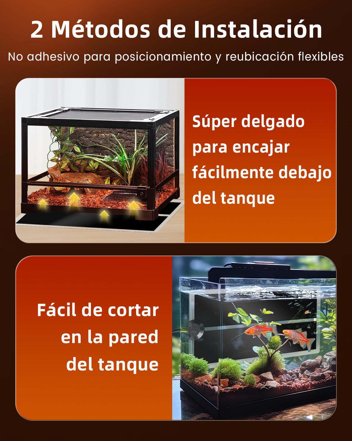 Glowup 7W Reptil Alfombras de Calor, Mascotas Almohadilla de Calefacción con Ajuste de Temperatura, Tanque Anfibio Calentador para Reptiles, Extraíble Bajo Tanque Reptil Alfombra de Calefacción, (2X)