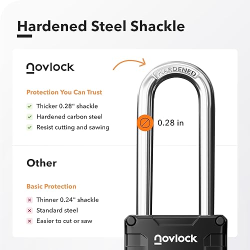 Miniatura 4 de Candado de combinación de grillete largo de 2.76 pulgadas  Candado de 4 dígitos para casillero de gimnasio, armarios, cajas de herramientas,