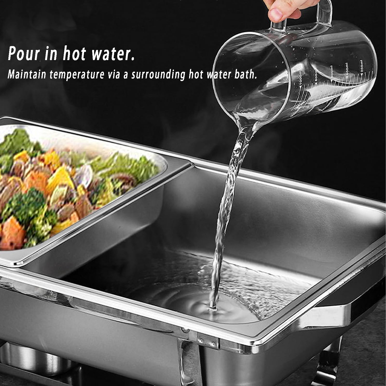 Calentador de Alimentos Bufé, Servidor de Calentador Buffet | Chafing Dish de Acero Inoxidable para Buffet con Pinzas y Cucharas para Fiestas, Catering, Banquetes