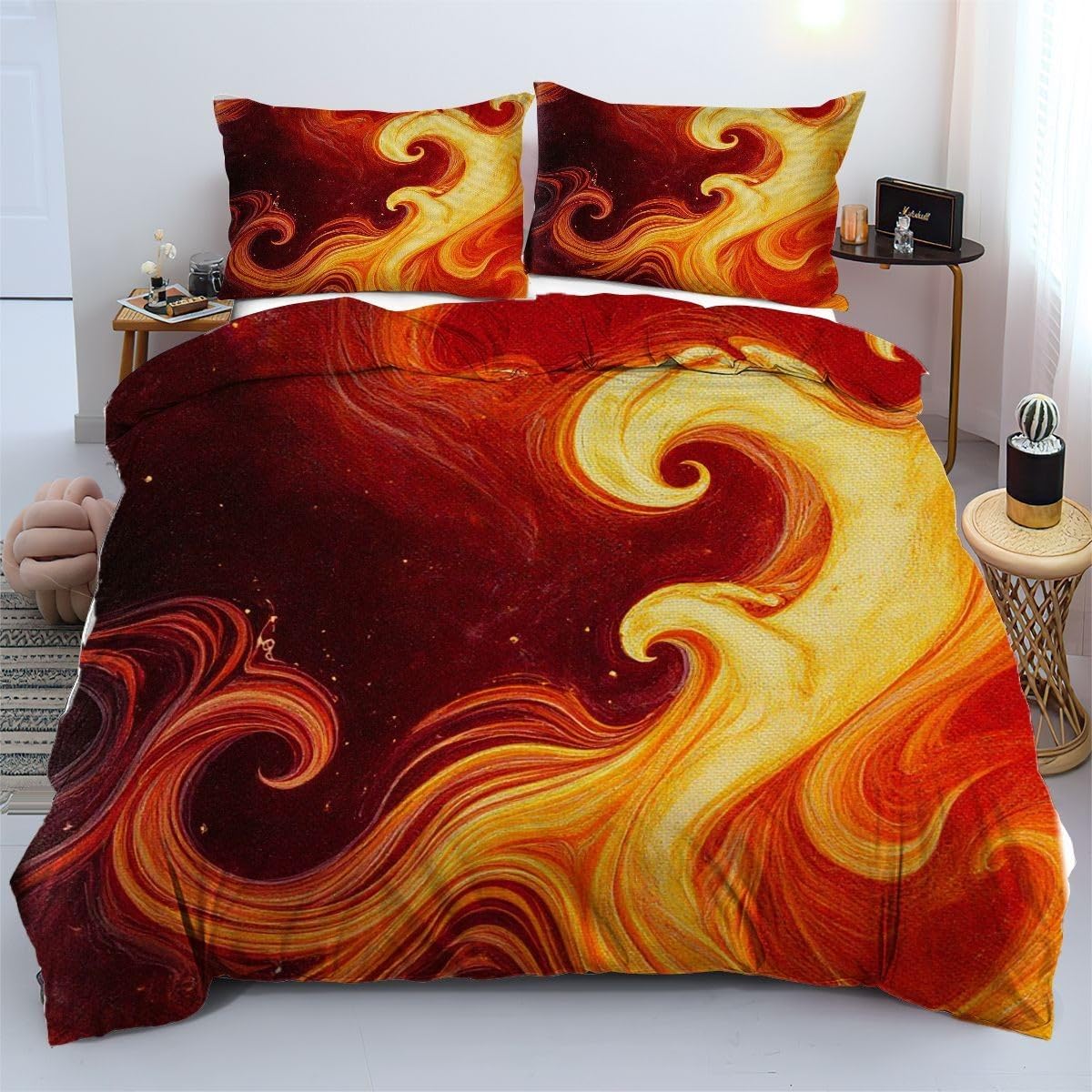 Housse de Couette 90x190 Flamme Dorée pour Rénover la Chambre Enfant