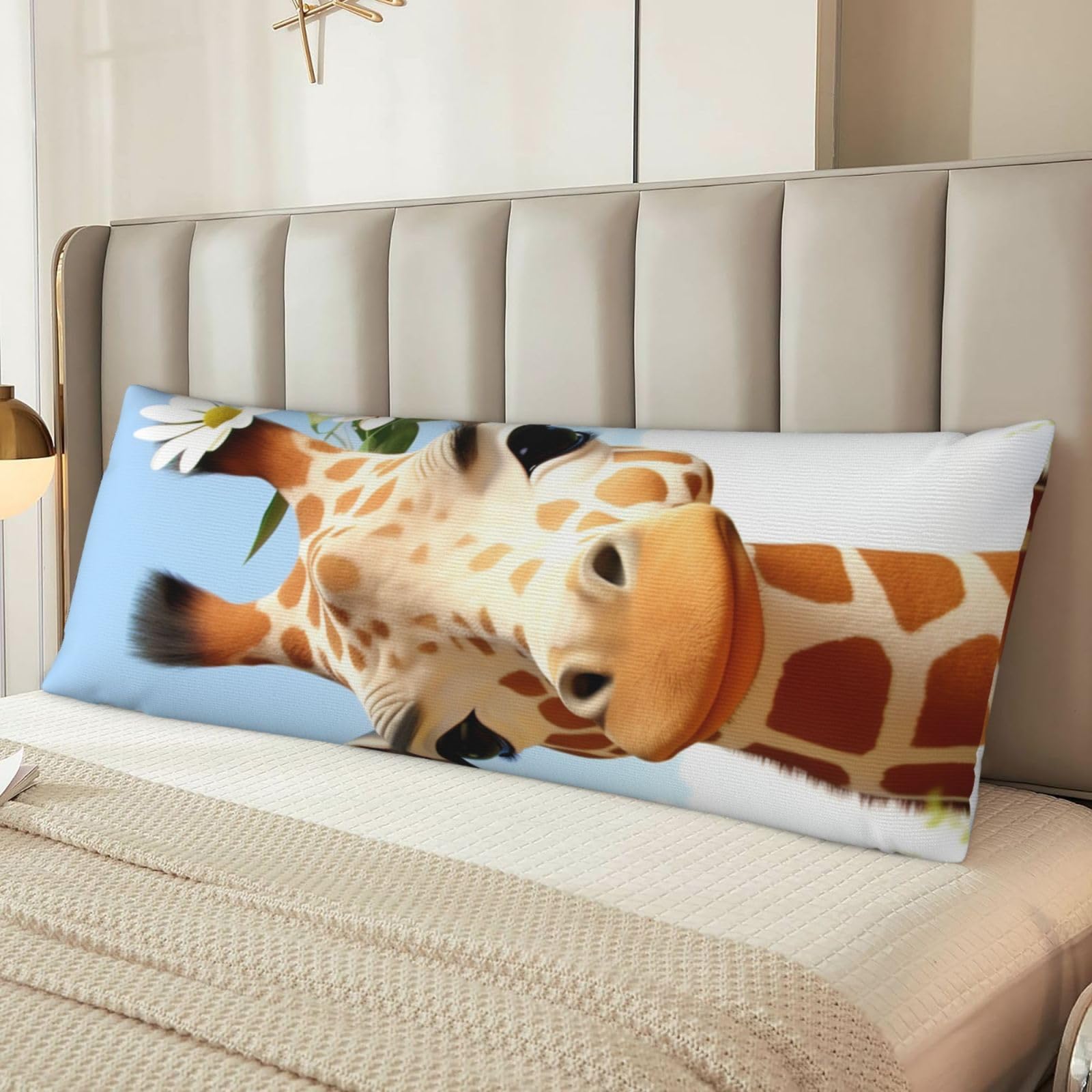 Fodpand Women's Black Giraffe Body Pillow Cover 20X54 Inches Soft Microfiber Long Pillow Case For Sleeping & Side Sleepers Comfy Breathable Decorative Body Pillowcase Gifts For Men