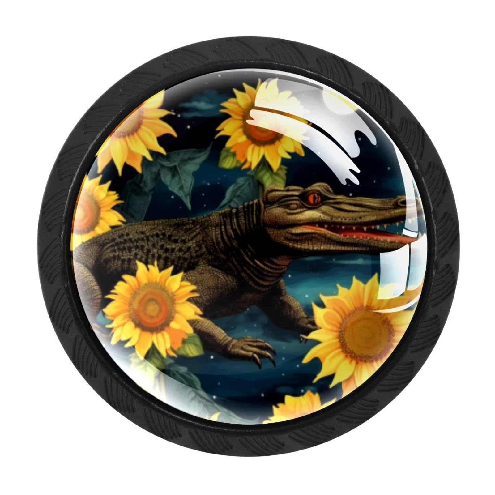 Chenzzzz Multicolored 04 4 Pack Black Crocodile Starry Sunflower Cabinet Pulls Kitchen Cabinet Handles Ideal For Cabinet,Drawer,Cupboard And Wardrobe