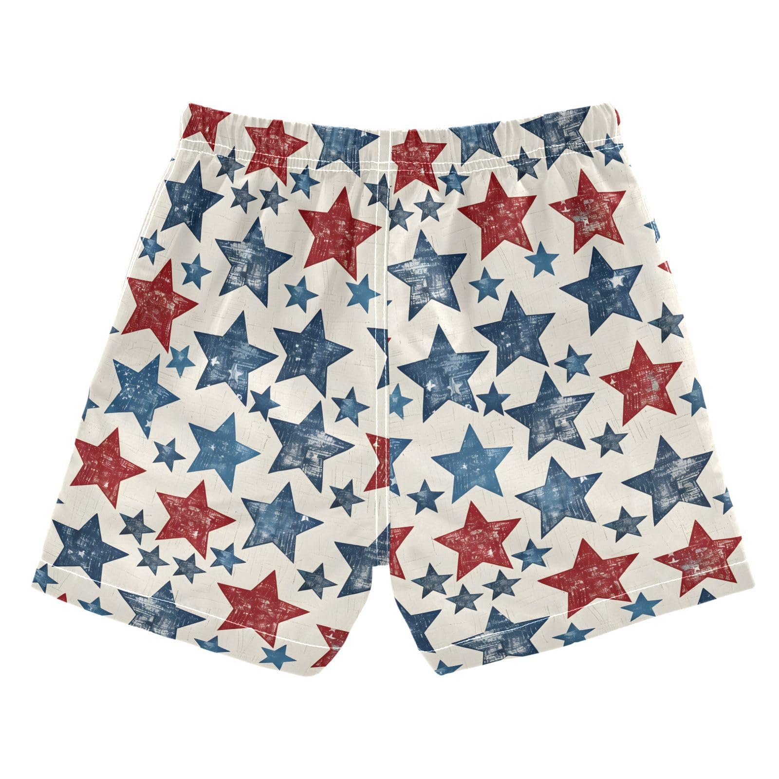 ALAZA Retro Red Blue Star Boys Quick Dry Beach Board Shorts Kids Swim Trunks Bathing Suit Swimsuit 5T