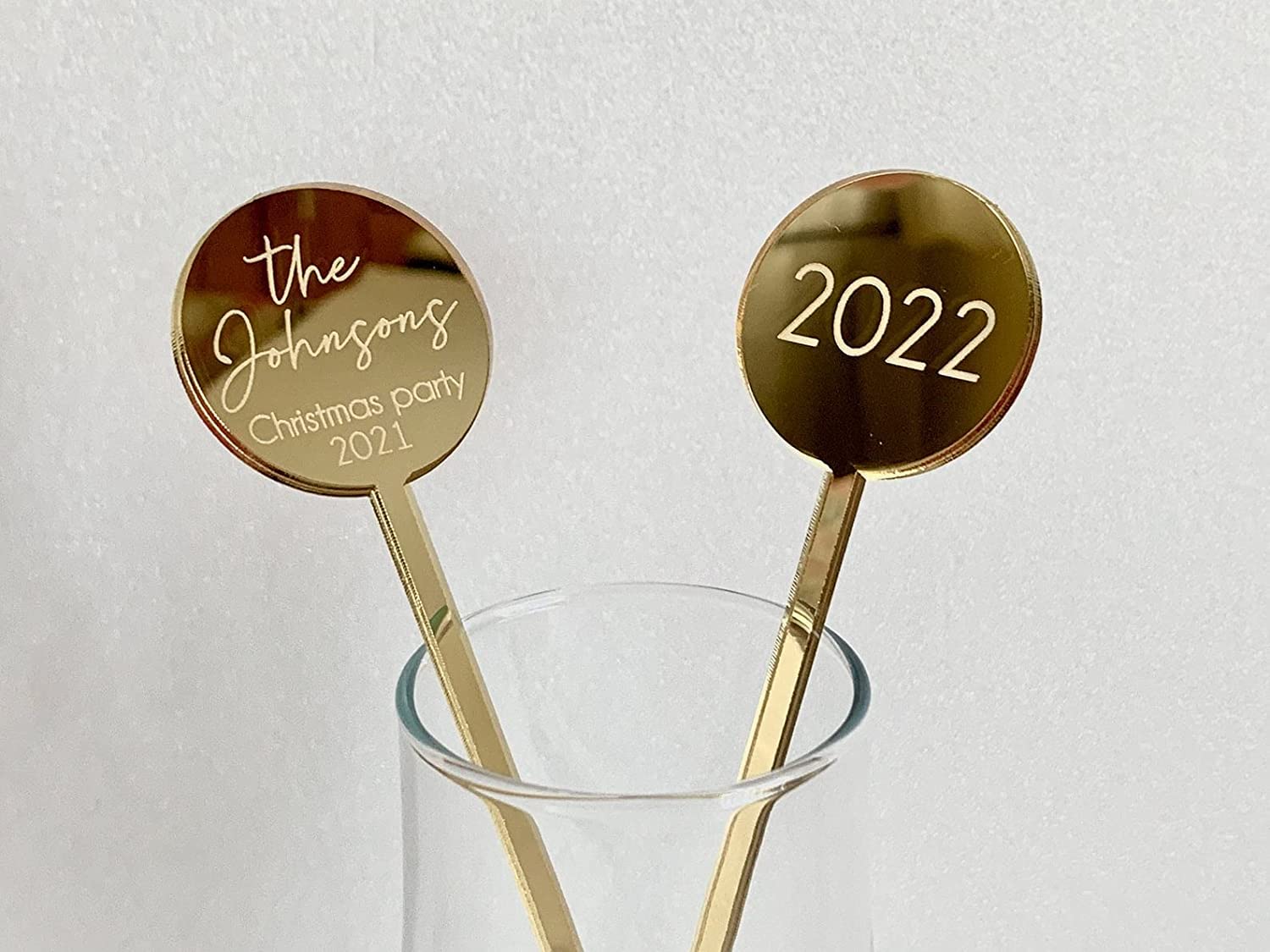 Incrizma Custom Personalized Engraved Acrylic Drink Stirrers- Cocktail Swizzle Stir Sticks - - Perfect for Wedding, Birthday Parties, Bridal Shower and Holiday Event Banquet (Gold)-image-33