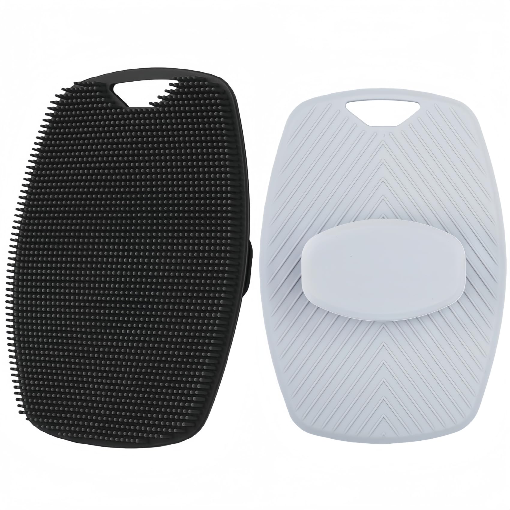 2 Pack Silicone Body Scrubber, Highly Elastic Bristles Handheld Brush for Shower, Lather Well and Gentle Exfoliating, Makes Skin Smooth, for Women and Men, Black and Gray-image-14