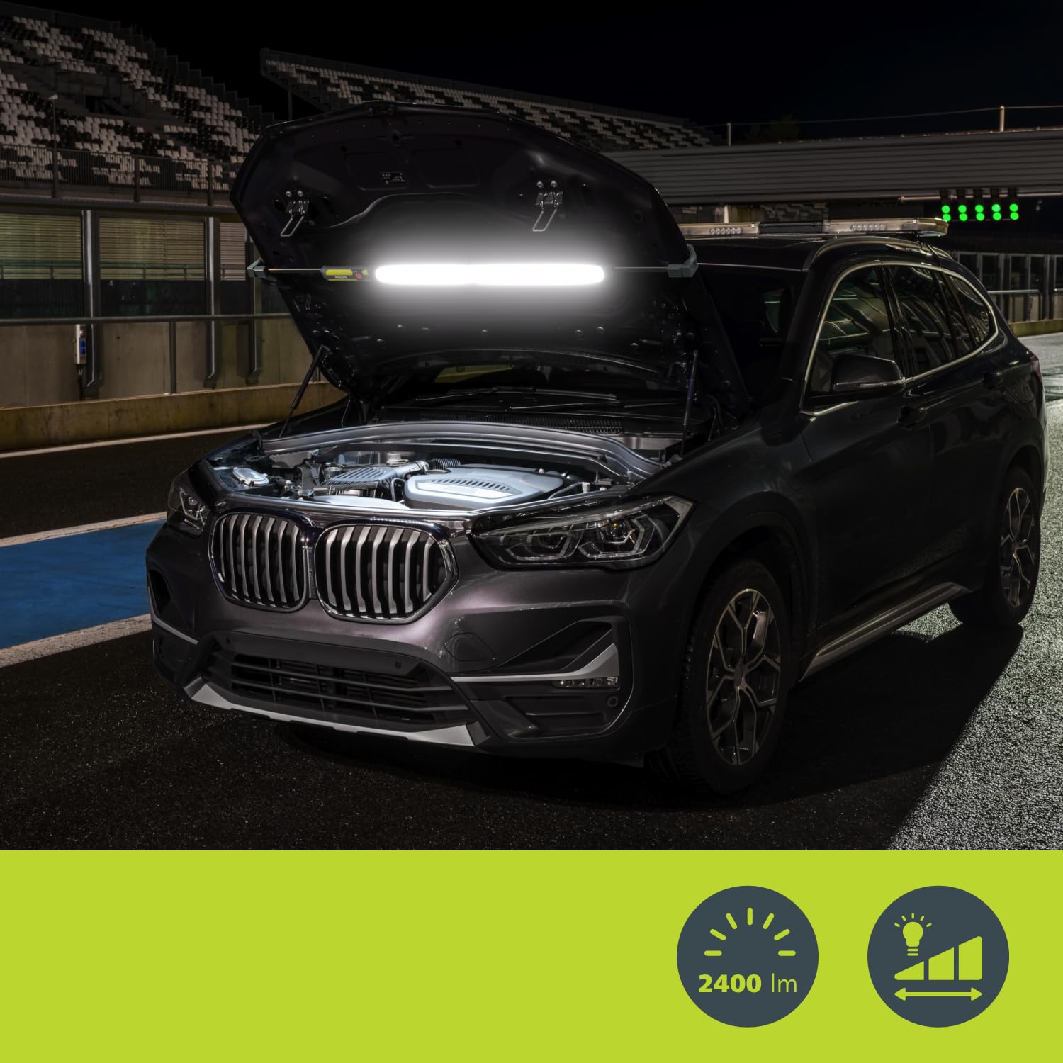 Philips Xperion 6100 Bonnet LED-Motorraumleuchte, Hybridfunktion mit Akku- oder Kabelbetrieb, ausziehbar für PKW und Nutzfahrzeuge, bis zu 2.400 lm, dimmbar, um 360° drehbar, faltbar, 6.500K
