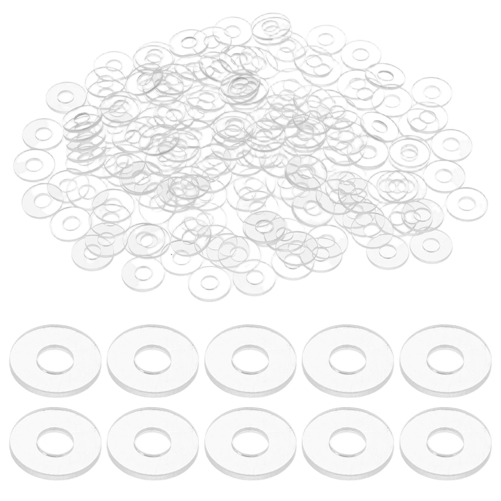 M METERXITY 300-Pack M4 PVC Flat Washers, 4mm ID 10mm OD 1mm Thick Plastic Clear Shower Door Handle Washers Spacer for Automotive/Towel Bars Replacement, Sealing Spacer Gasket Ring