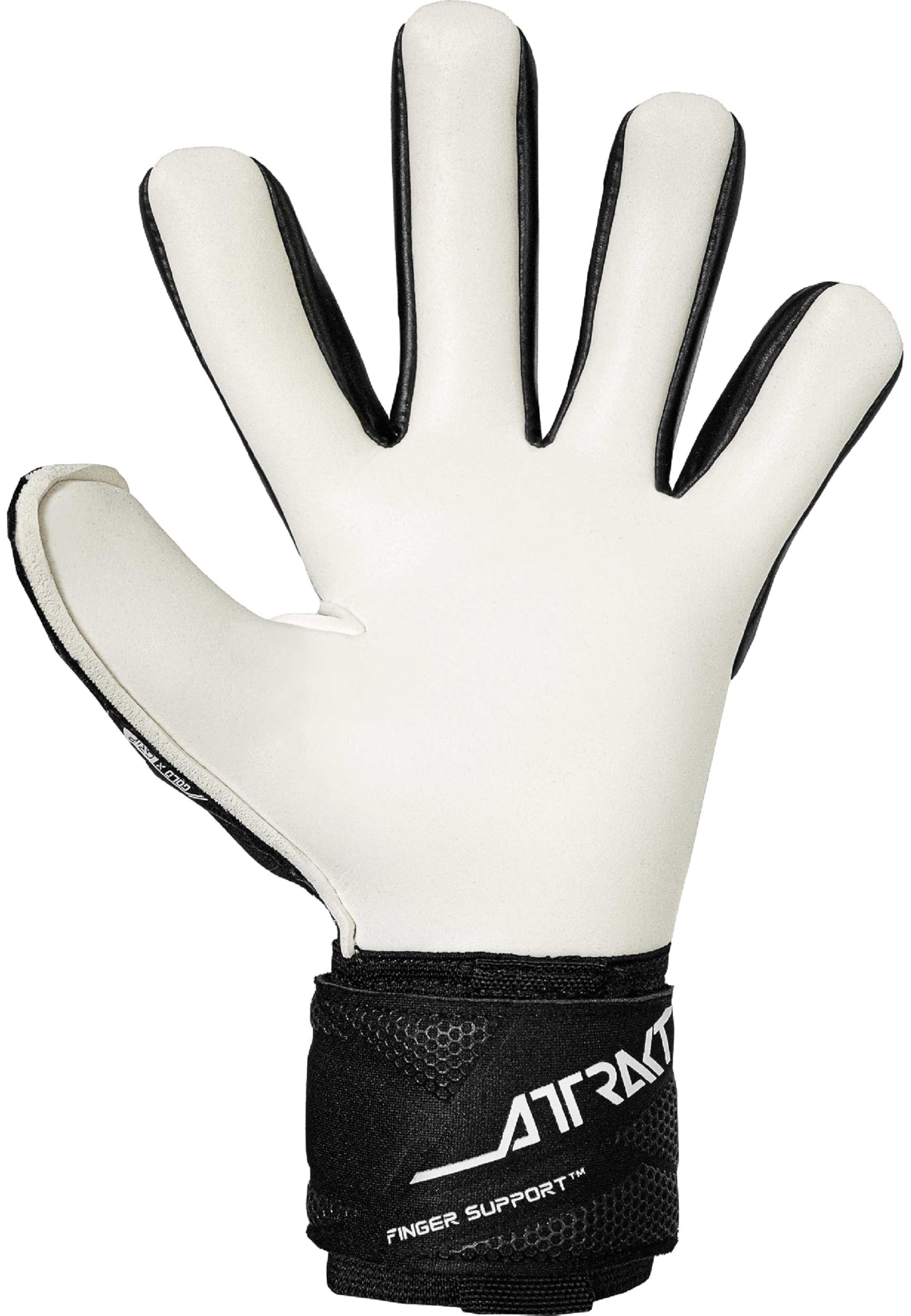Reusch Guanti da portiere professionale adulti | Protezione delle dita | ottima presa, traspiranti, allenamenti e partite, erba sintetica e naturale, Taglie 7,5-12, Attrakt Gold X NC Finger Support